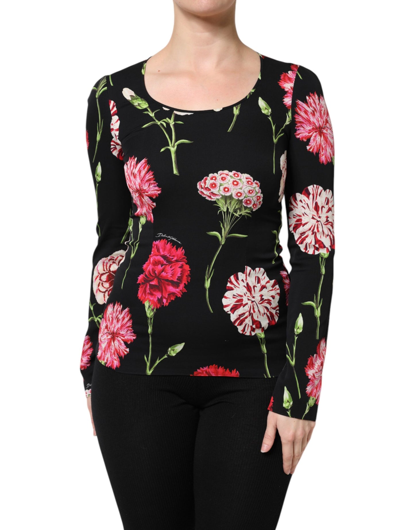 Chemisier à manches longues et imprimé floral noir Dolce & Gabbana pour femme