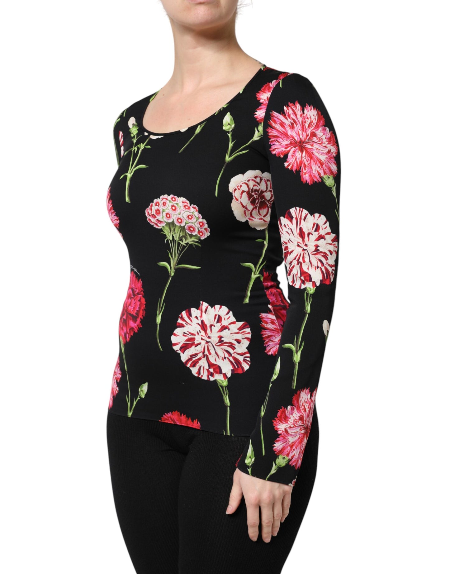 Chemisier à manches longues et imprimé floral noir Dolce & Gabbana pour femme