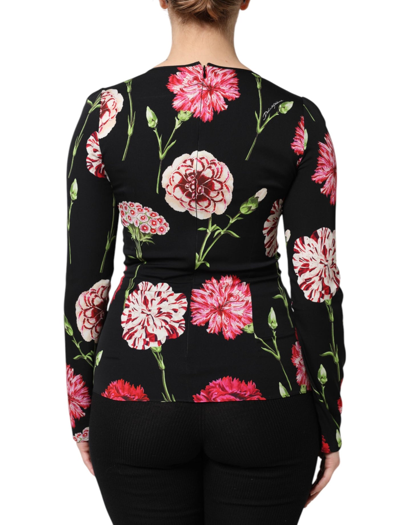 Chemisier à manches longues et imprimé floral noir Dolce & Gabbana pour femme
