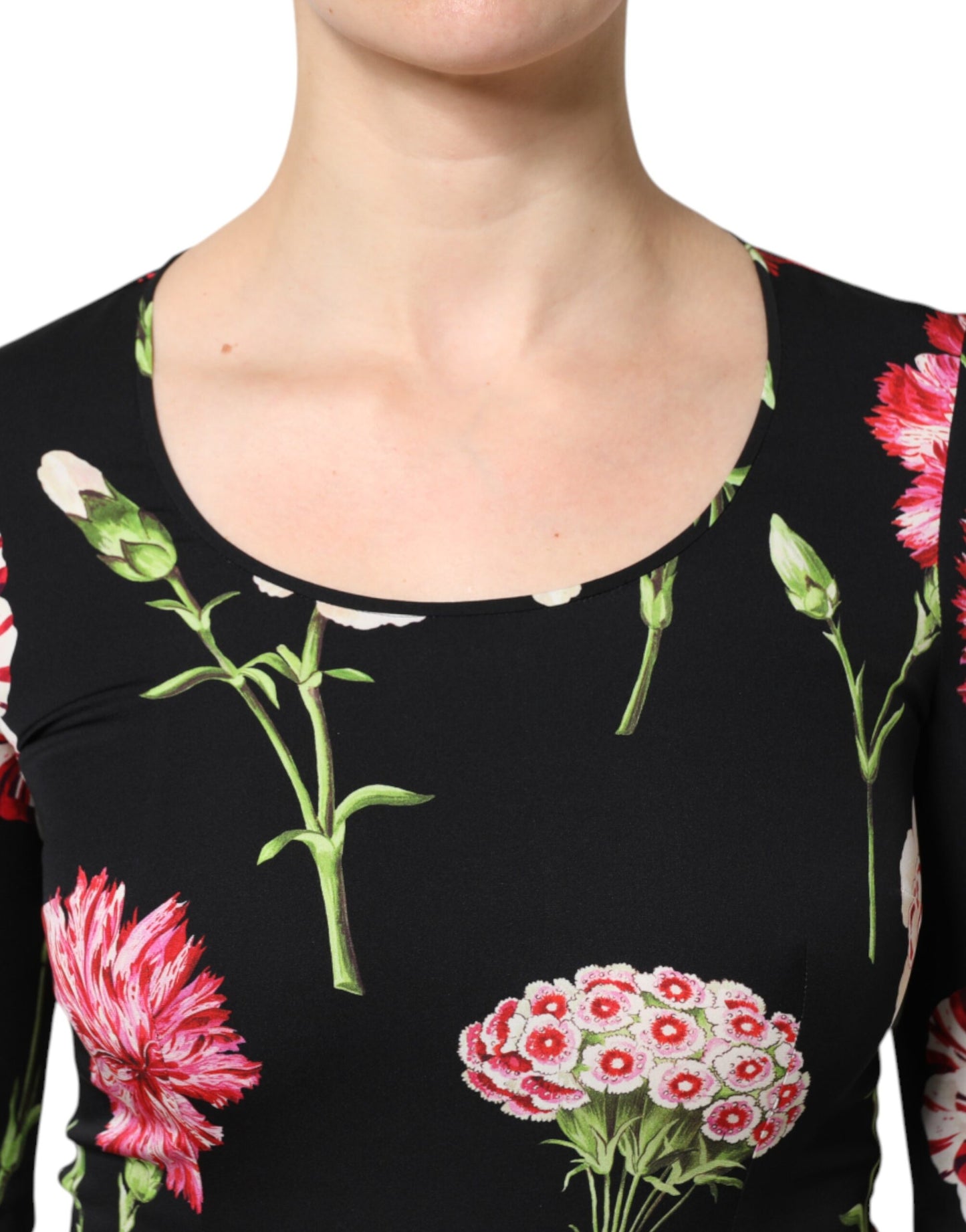 Chemisier à manches longues et imprimé floral noir Dolce & Gabbana pour femme