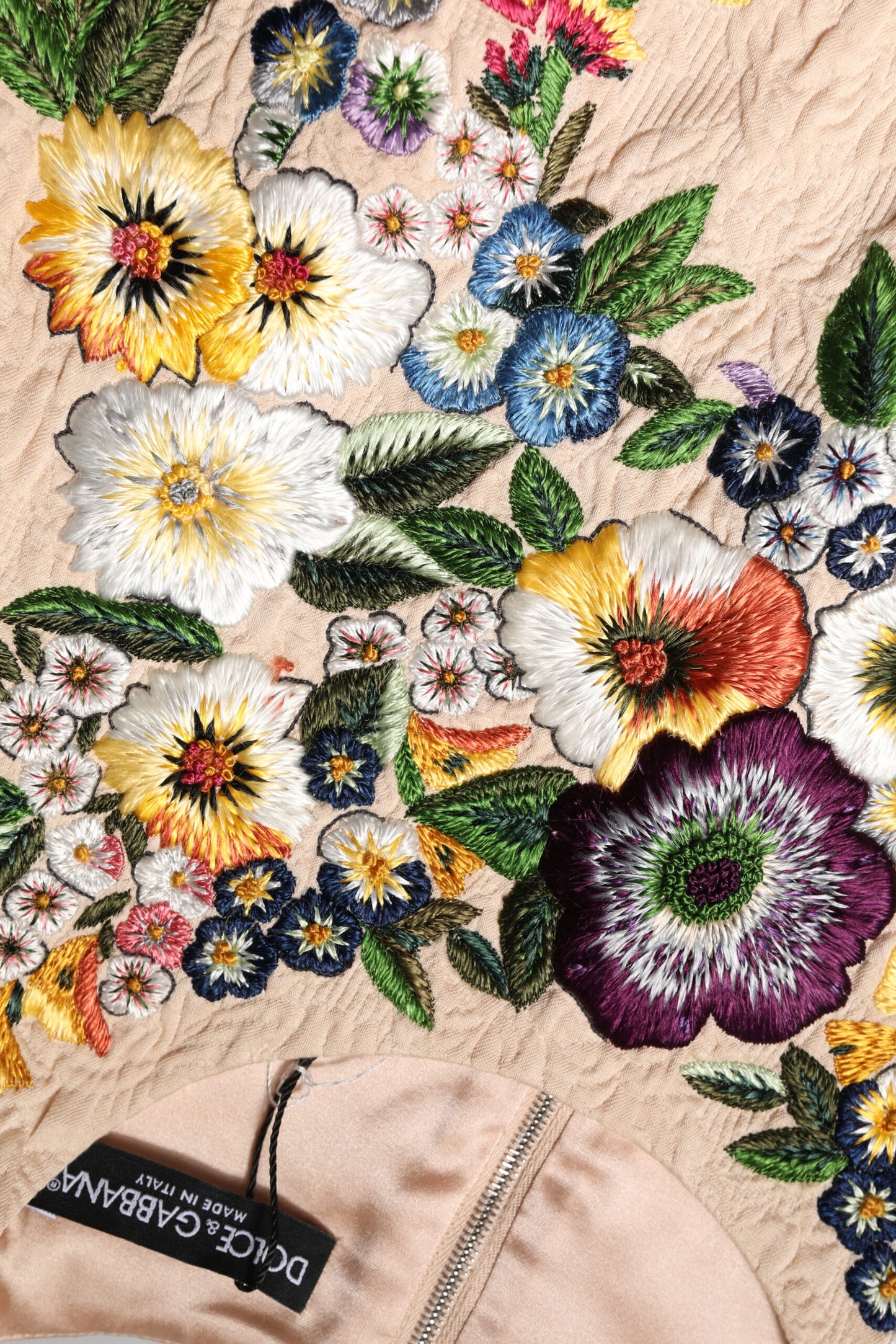 Débardeur sans manches à broderie florale beige Dolce & Gabbana