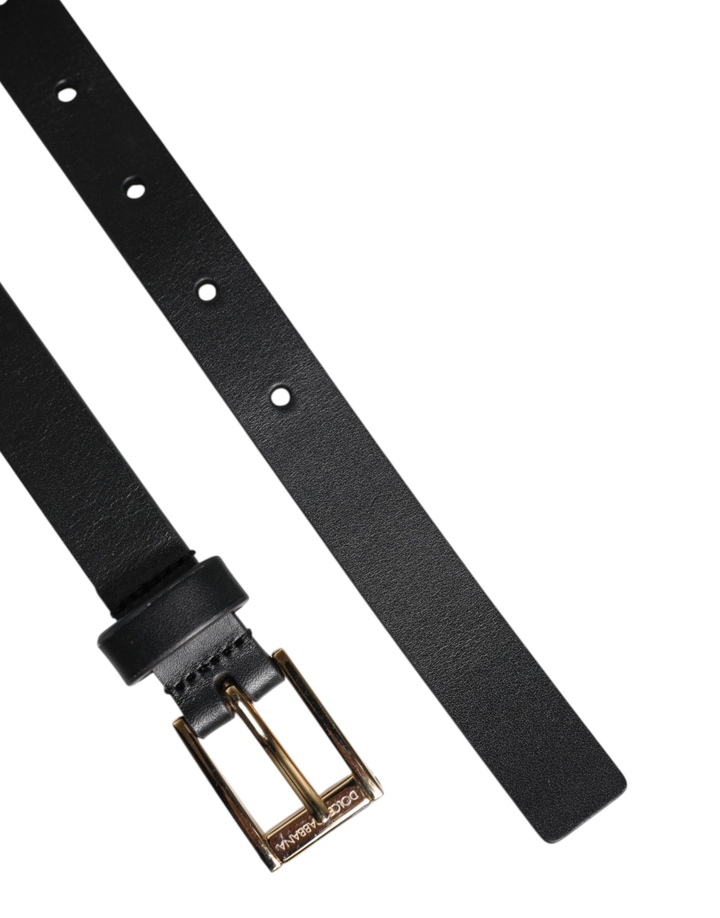 Dolce & Gabbana Black Classic Gold Metal Logo Buckle Belt