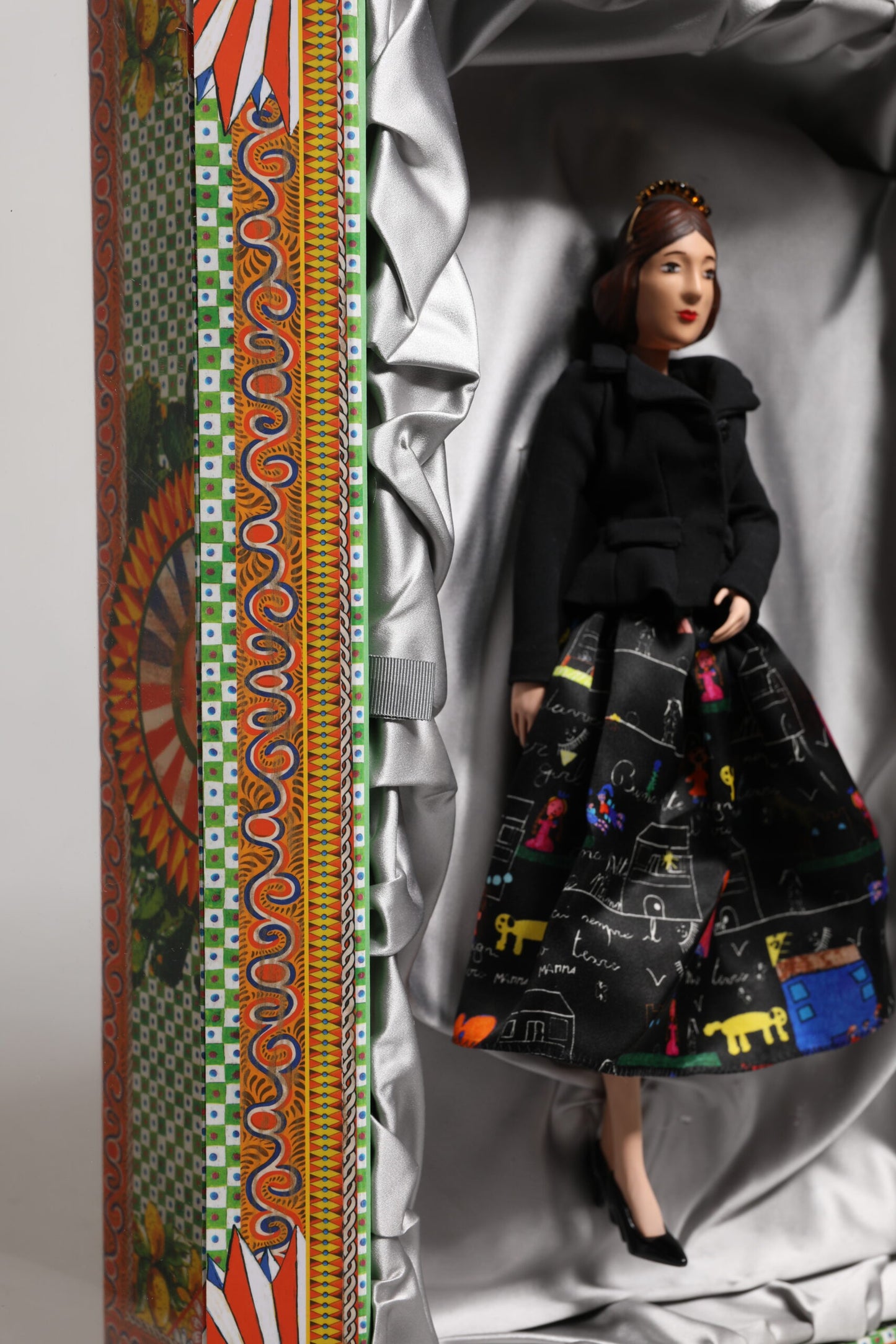 Dolce & Gabbana Black Dress Ceramic Porcelain Fashion Leather Sicily Dolls