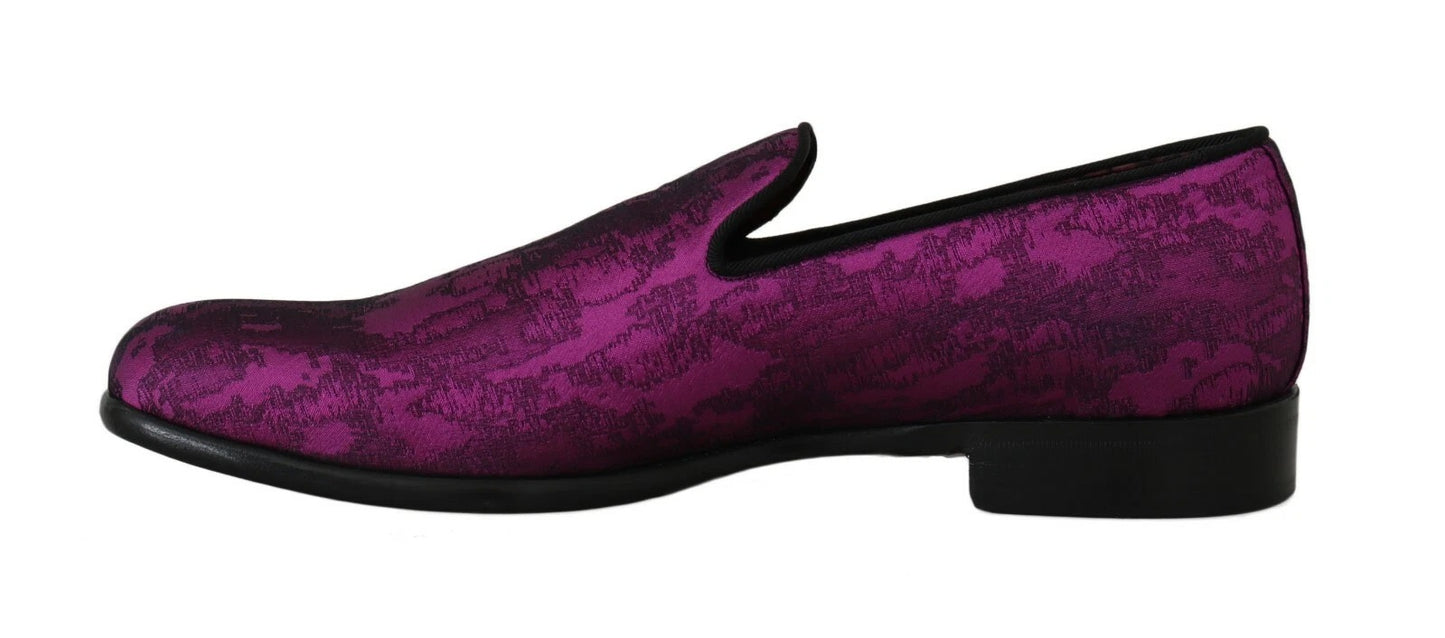 Dolce & Gabbana Purple Jacquard Loafers Dress Formal Shoes