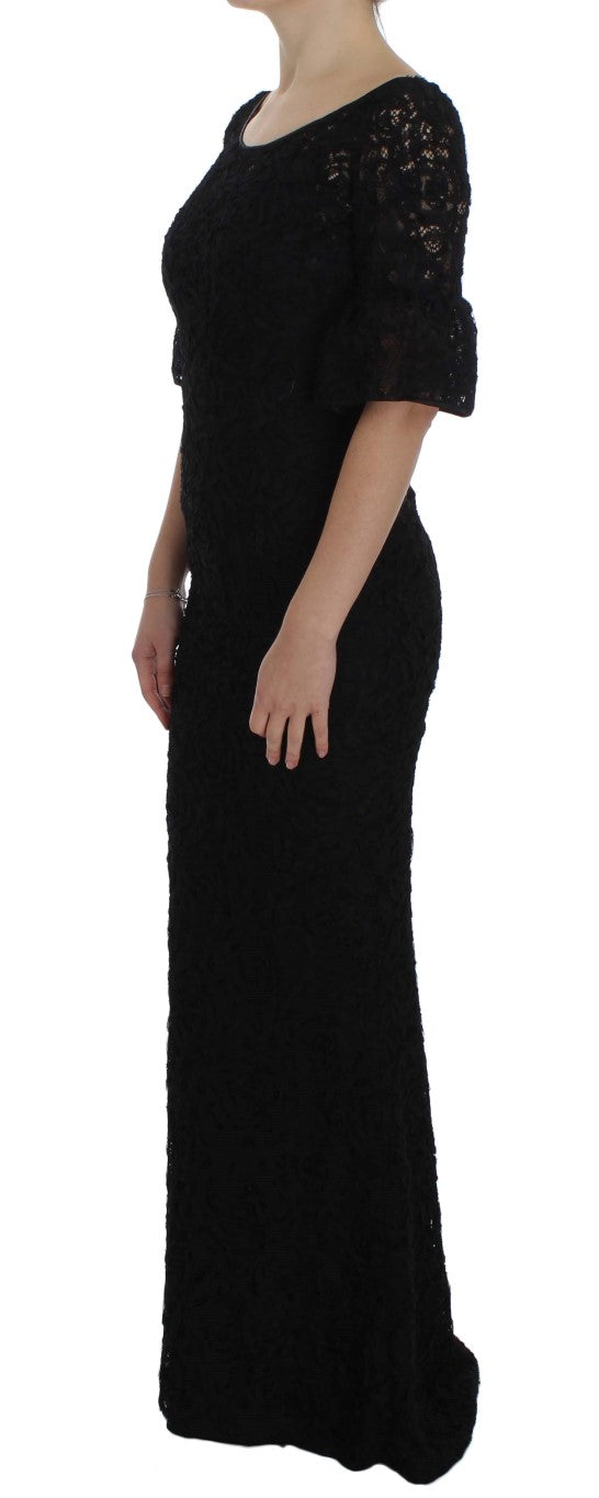 Robe longue moulante noire en dentelle florale Dolce & Gabbana