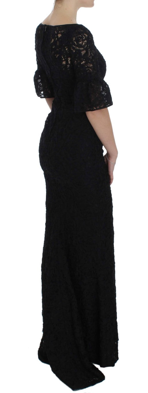 Robe longue moulante noire en dentelle florale Dolce & Gabbana