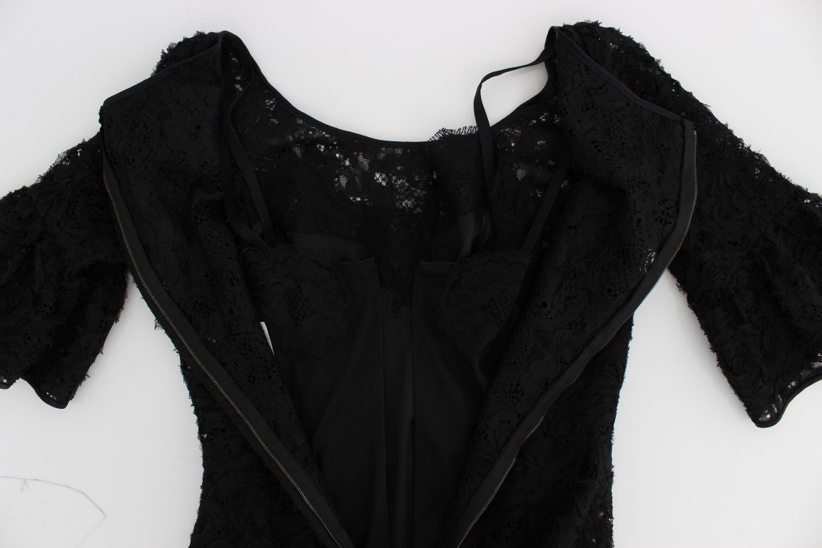 Robe longue moulante noire en dentelle florale Dolce & Gabbana