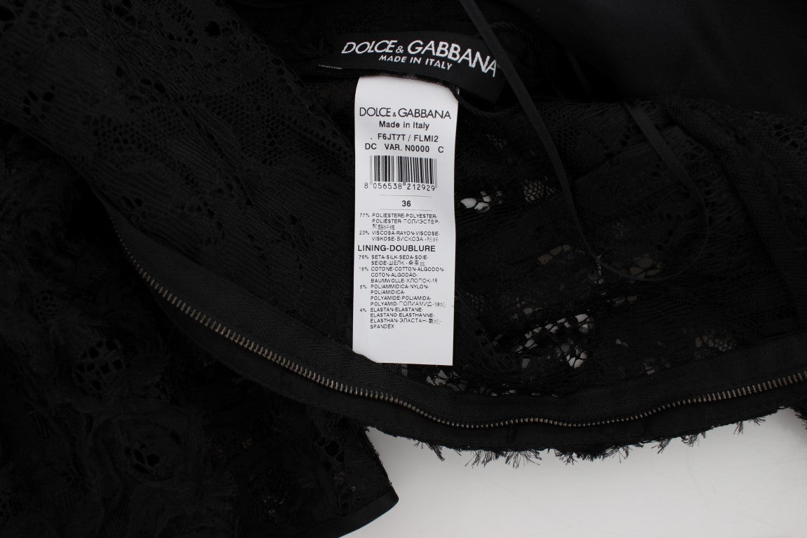 Robe longue moulante noire en dentelle florale Dolce & Gabbana