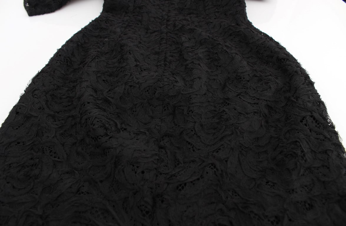 Robe longue moulante noire en dentelle florale Dolce & Gabbana