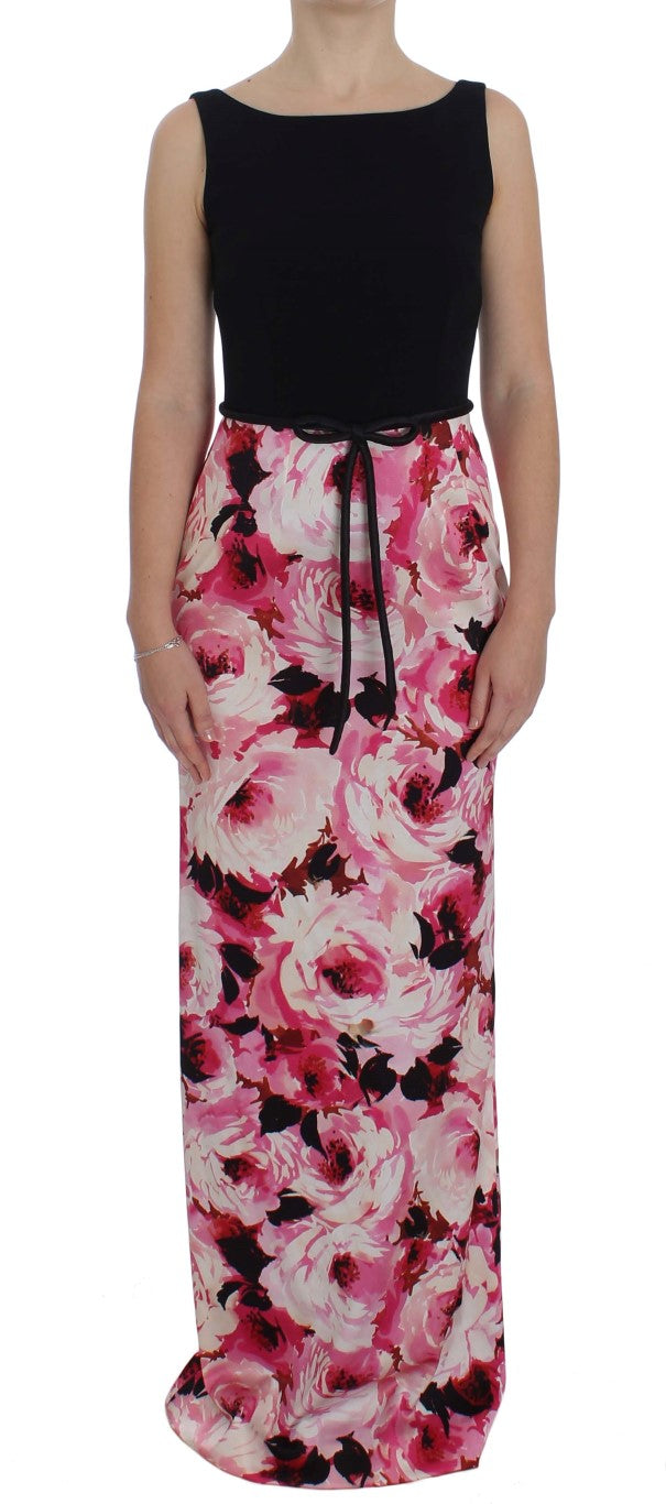 Dolce & Gabbana – Langes Maxi-Etuikleid mit Blumenmuster in Rosa