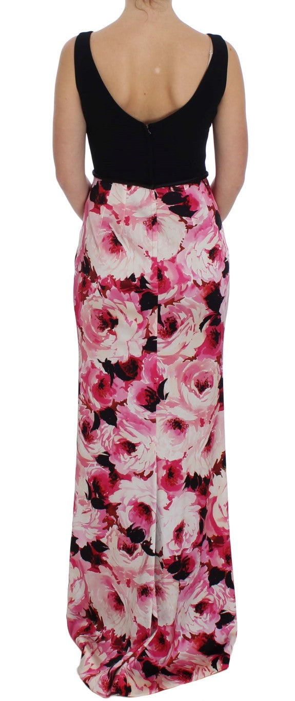 Dolce & Gabbana – Langes Maxi-Etuikleid mit Blumenmuster in Rosa