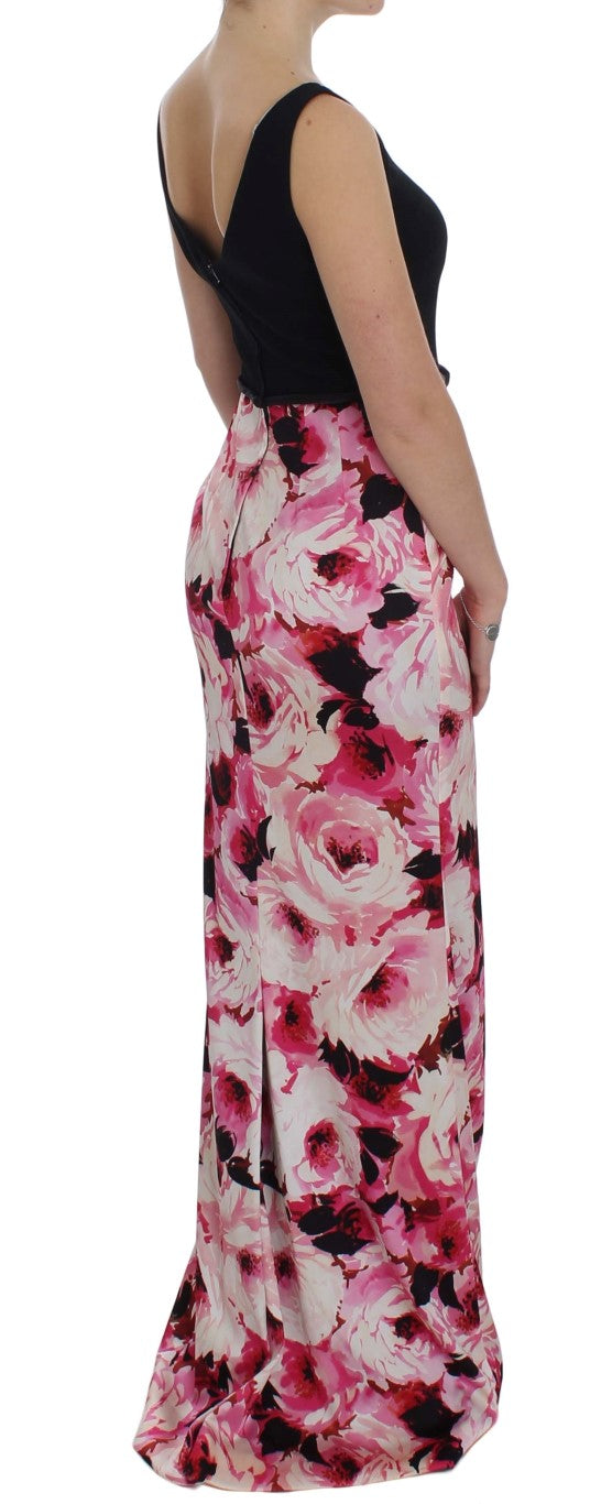 Dolce & Gabbana – Langes Maxi-Etuikleid mit Blumenmuster in Rosa