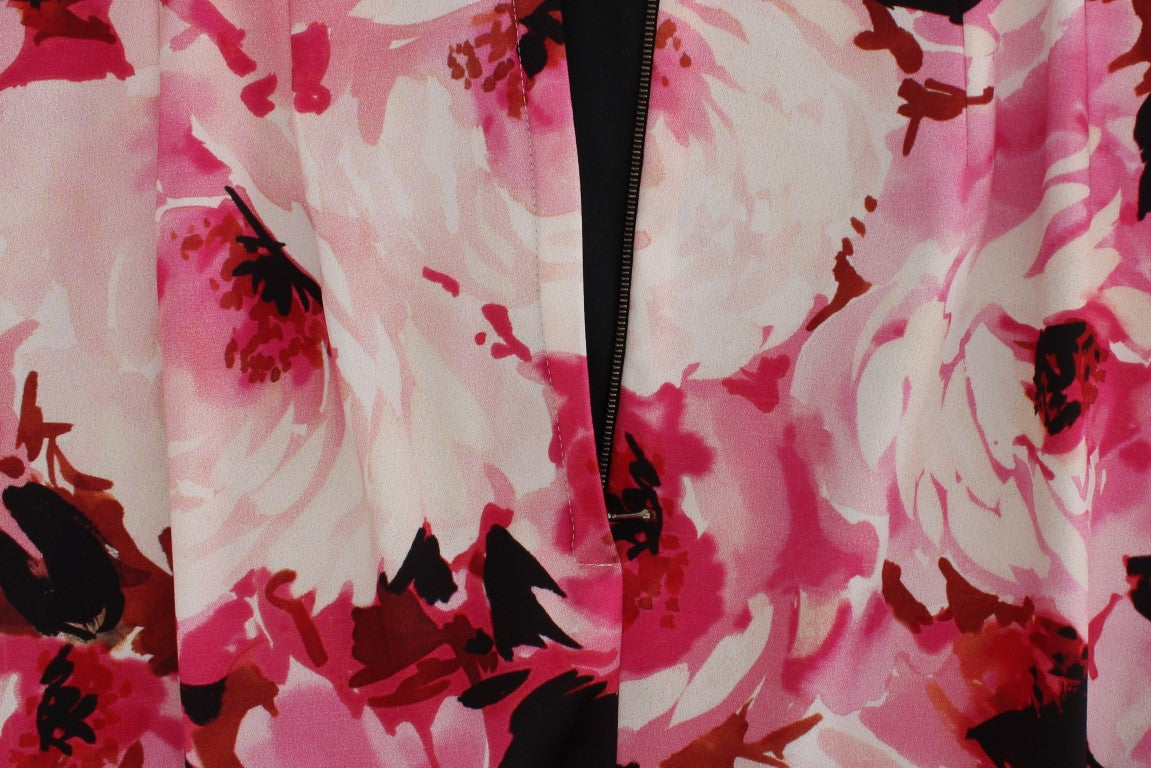 Dolce & Gabbana – Langes Maxi-Etuikleid mit Blumenmuster in Rosa