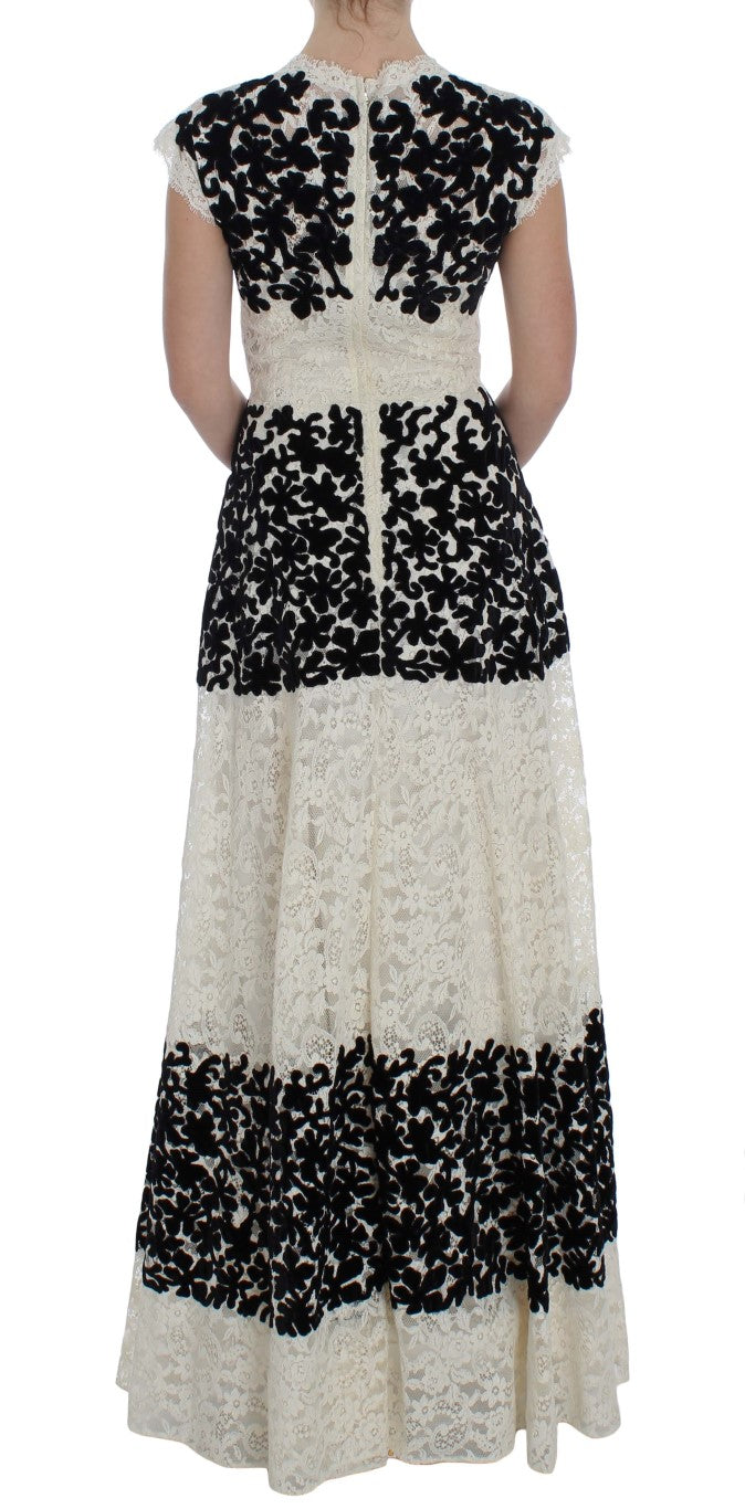 Dolce & Gabbana Langes Ball-Maxikleid mit floraler Spitzenstickerei