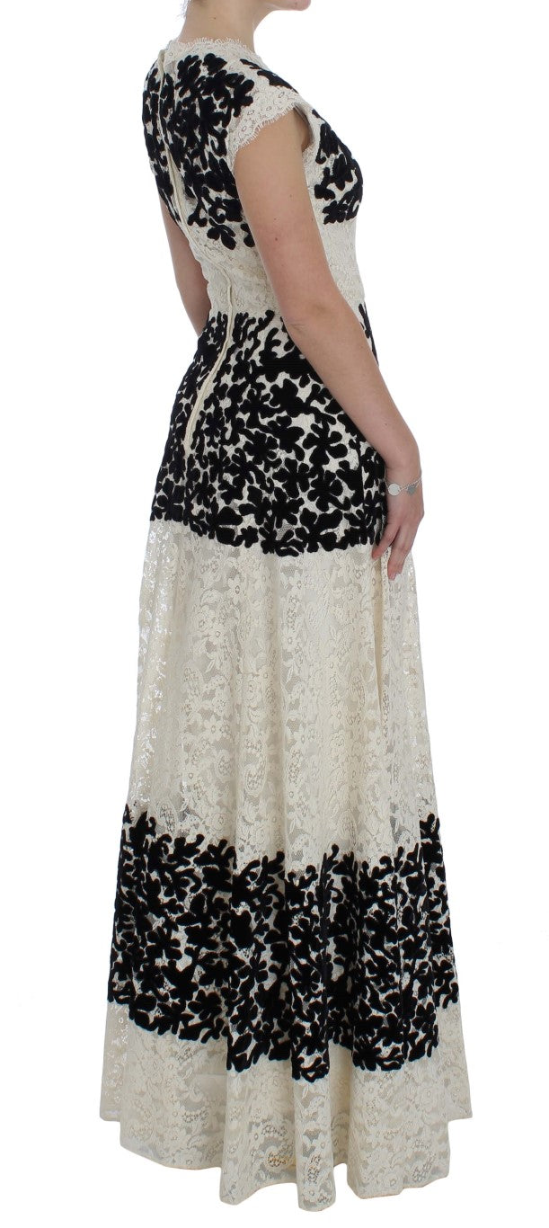 Dolce & Gabbana Langes Ball-Maxikleid mit floraler Spitzenstickerei