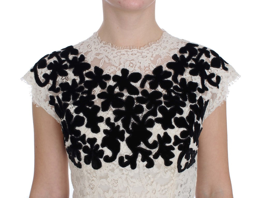 Dolce & Gabbana Langes Ball-Maxikleid mit floraler Spitzenstickerei