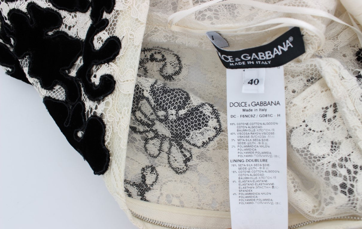 Dolce & Gabbana Langes Ball-Maxikleid mit floraler Spitzenstickerei