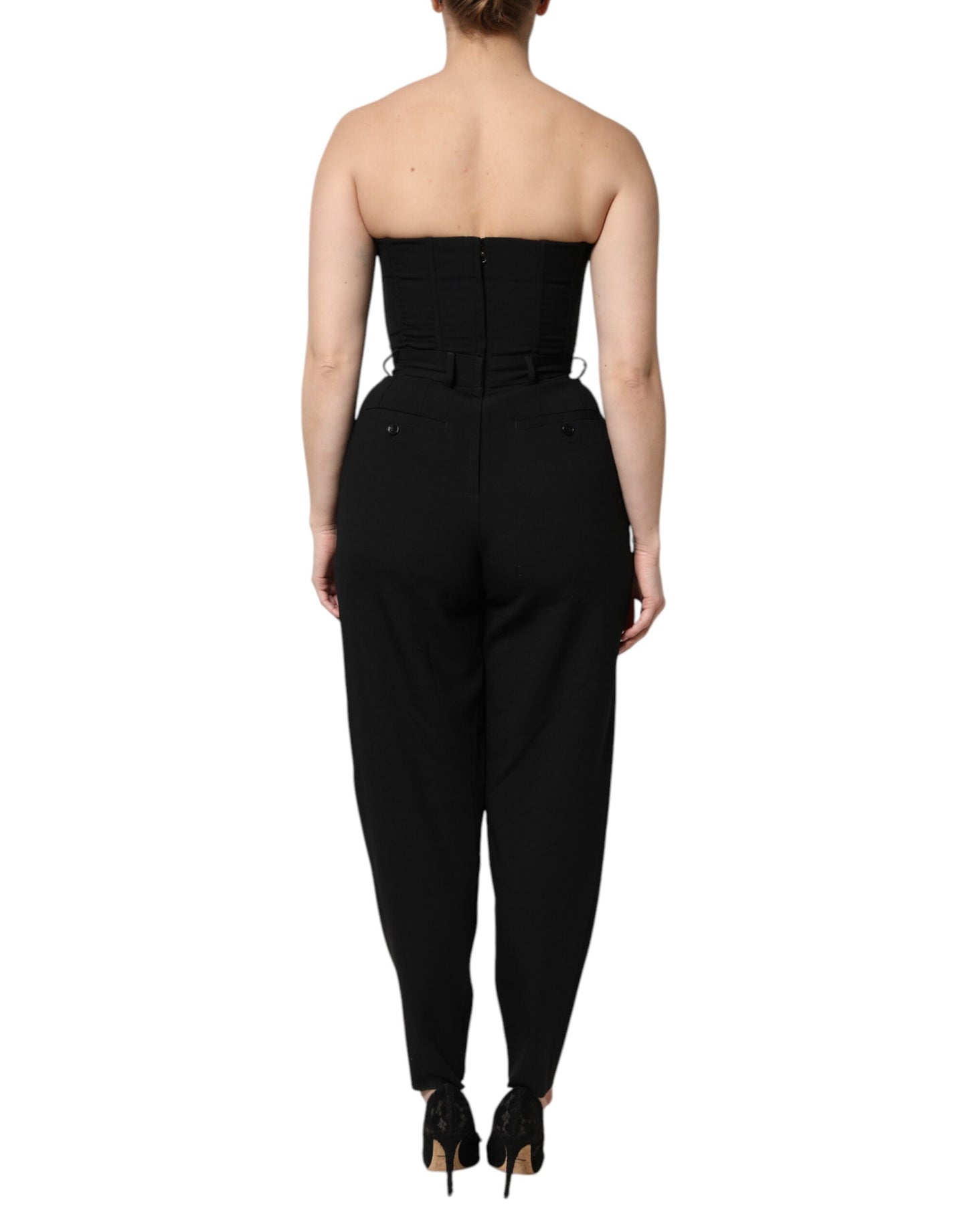 Robe-combinaison bustier en laine noire Dolce & Gabbana