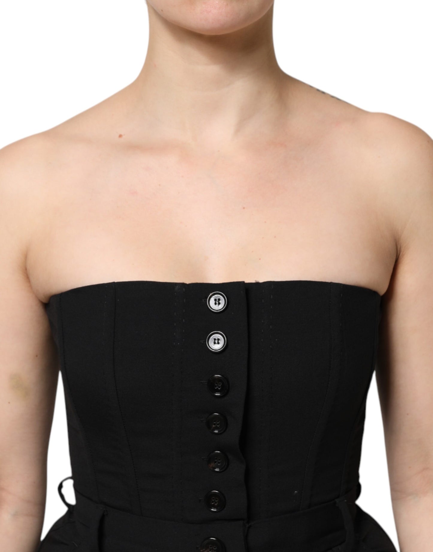Robe-combinaison bustier en laine noire Dolce & Gabbana