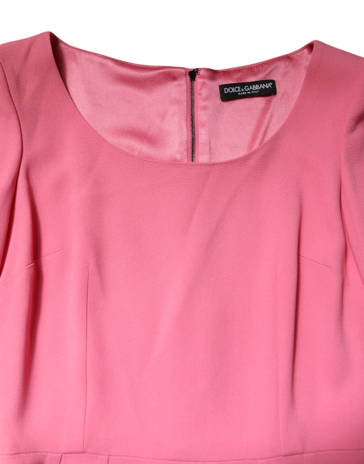 Robe fourreau mi-longue à manches courtes en viscose rose Dolce & Gabbana
