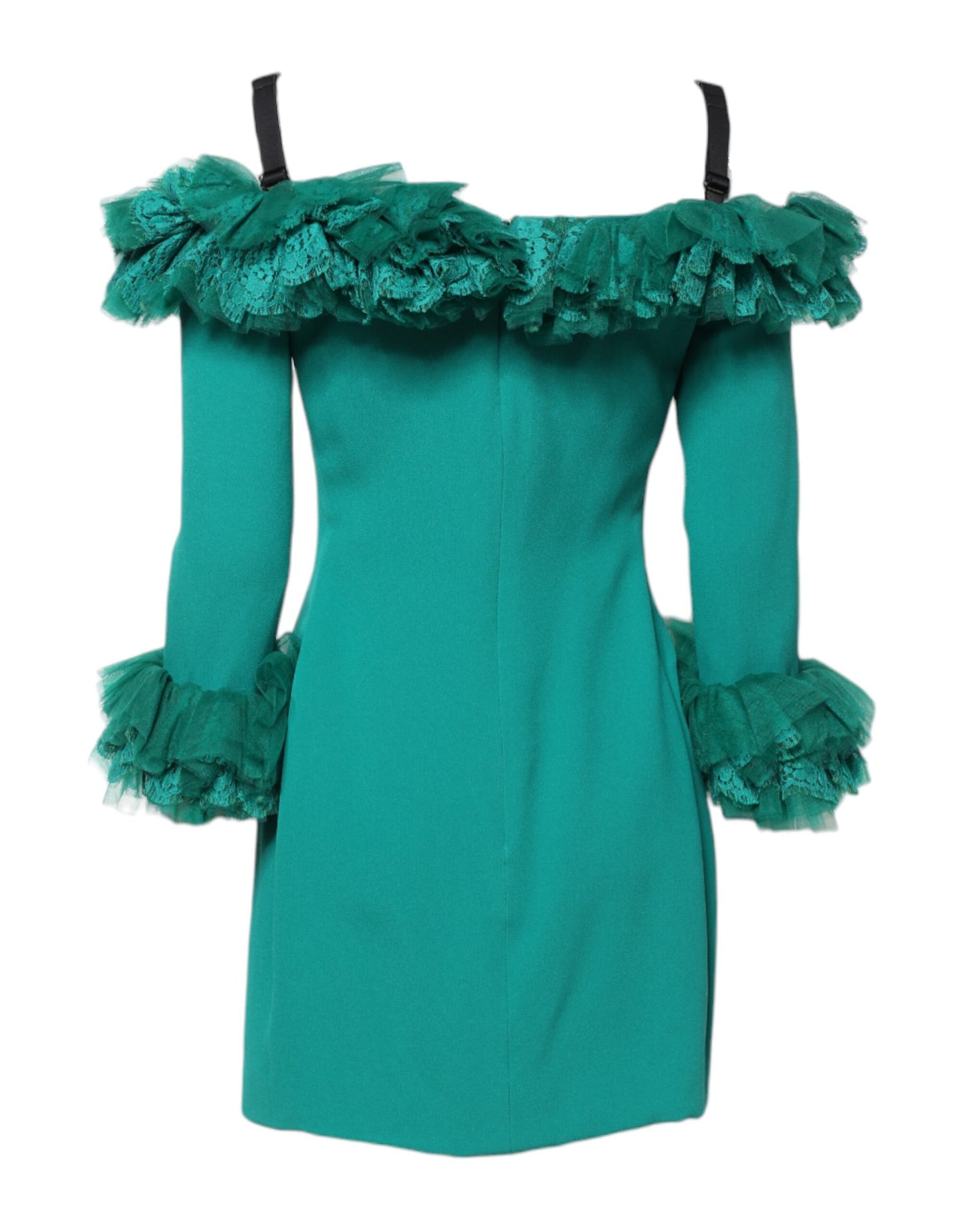 Robe fourreau courte en dentelle verte à épaules dénudées Dolce & Gabbana