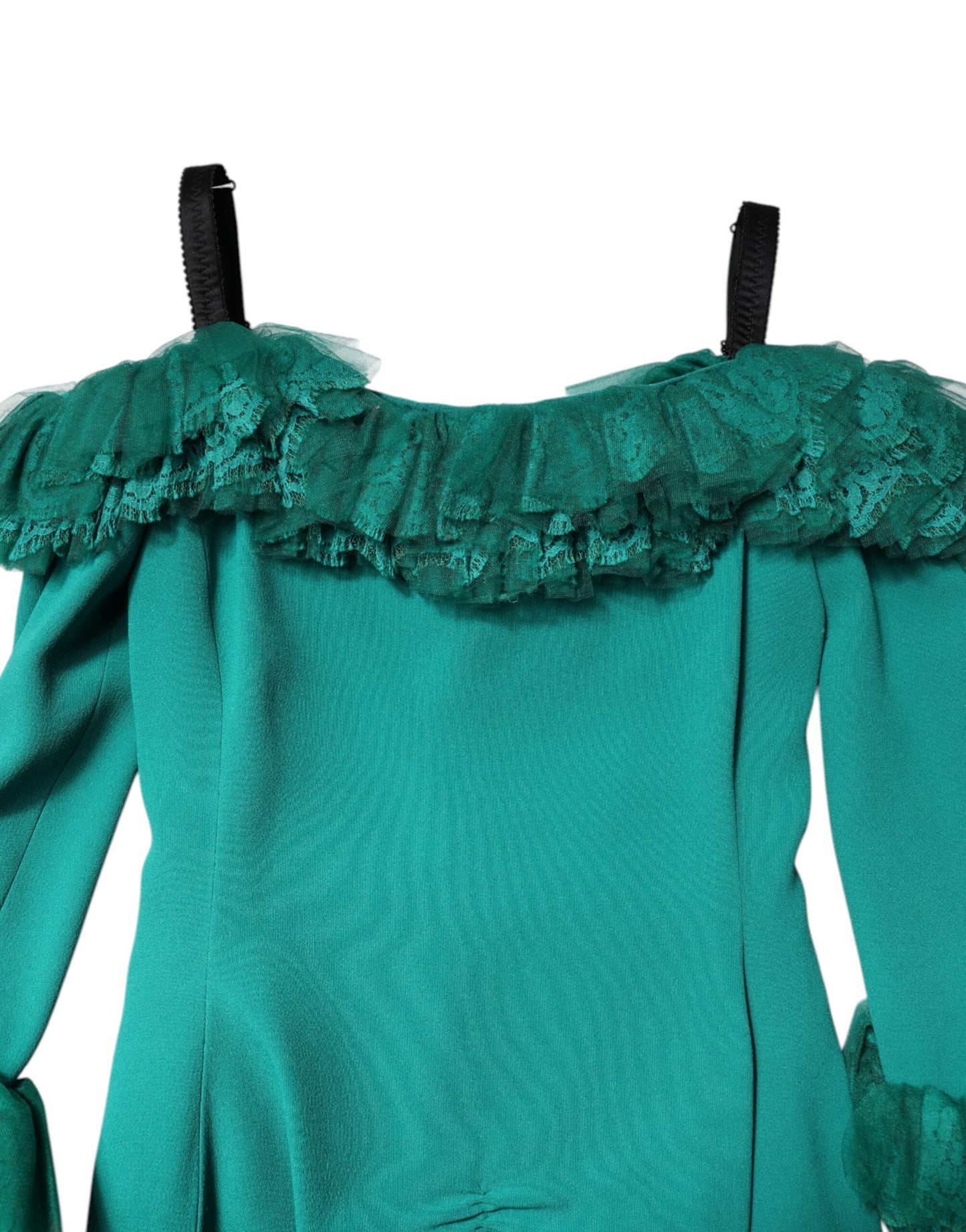 Robe fourreau courte en dentelle verte à épaules dénudées Dolce & Gabbana