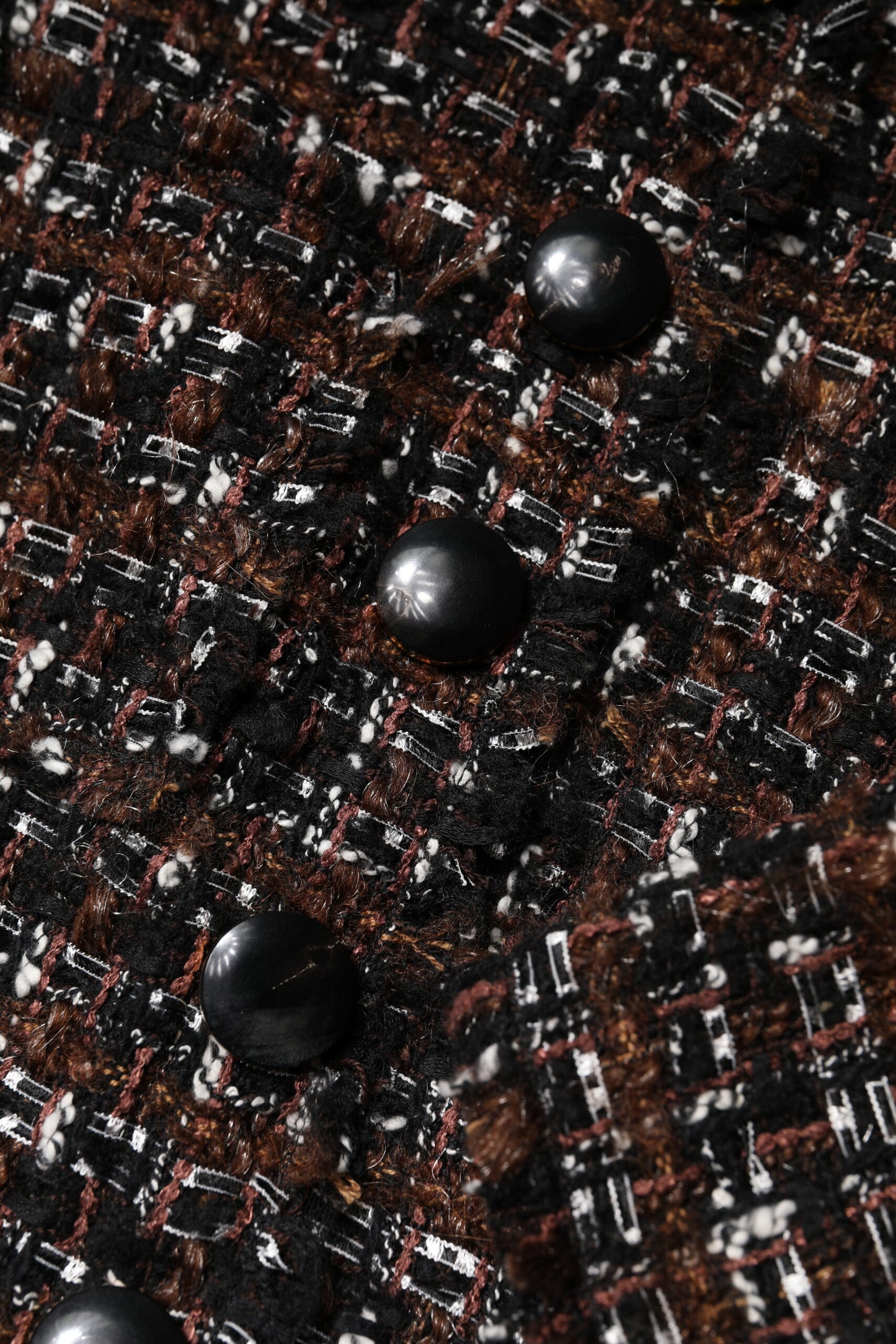 Robe courte trapèze à manches courtes en tweed marron Dolce & Gabbana