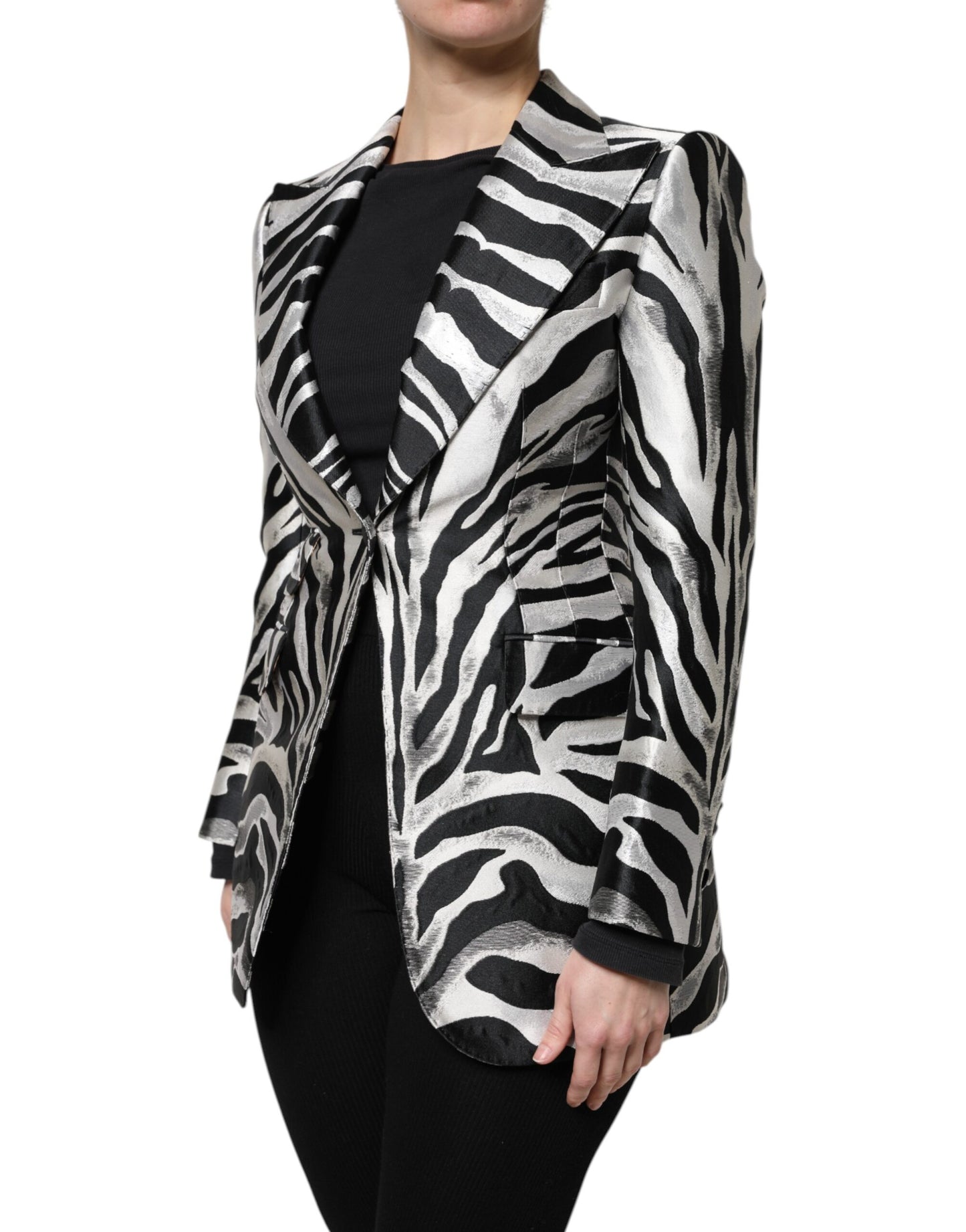 Veste blazer Dolce & Gabbana en polyester noir et blanc pour femme
