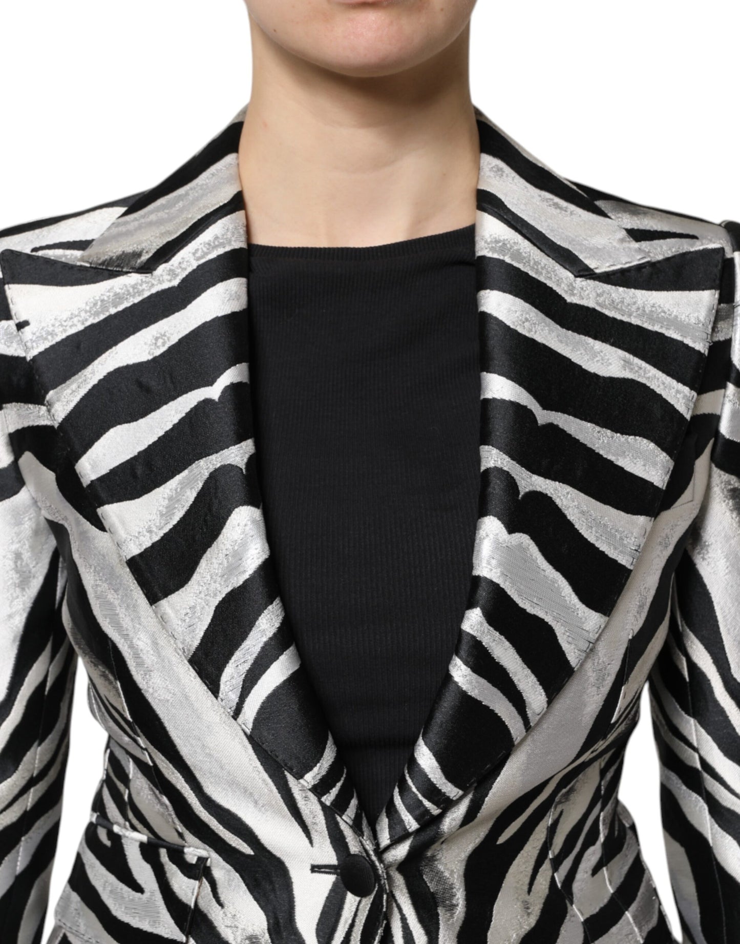 Veste blazer Dolce & Gabbana en polyester noir et blanc pour femme