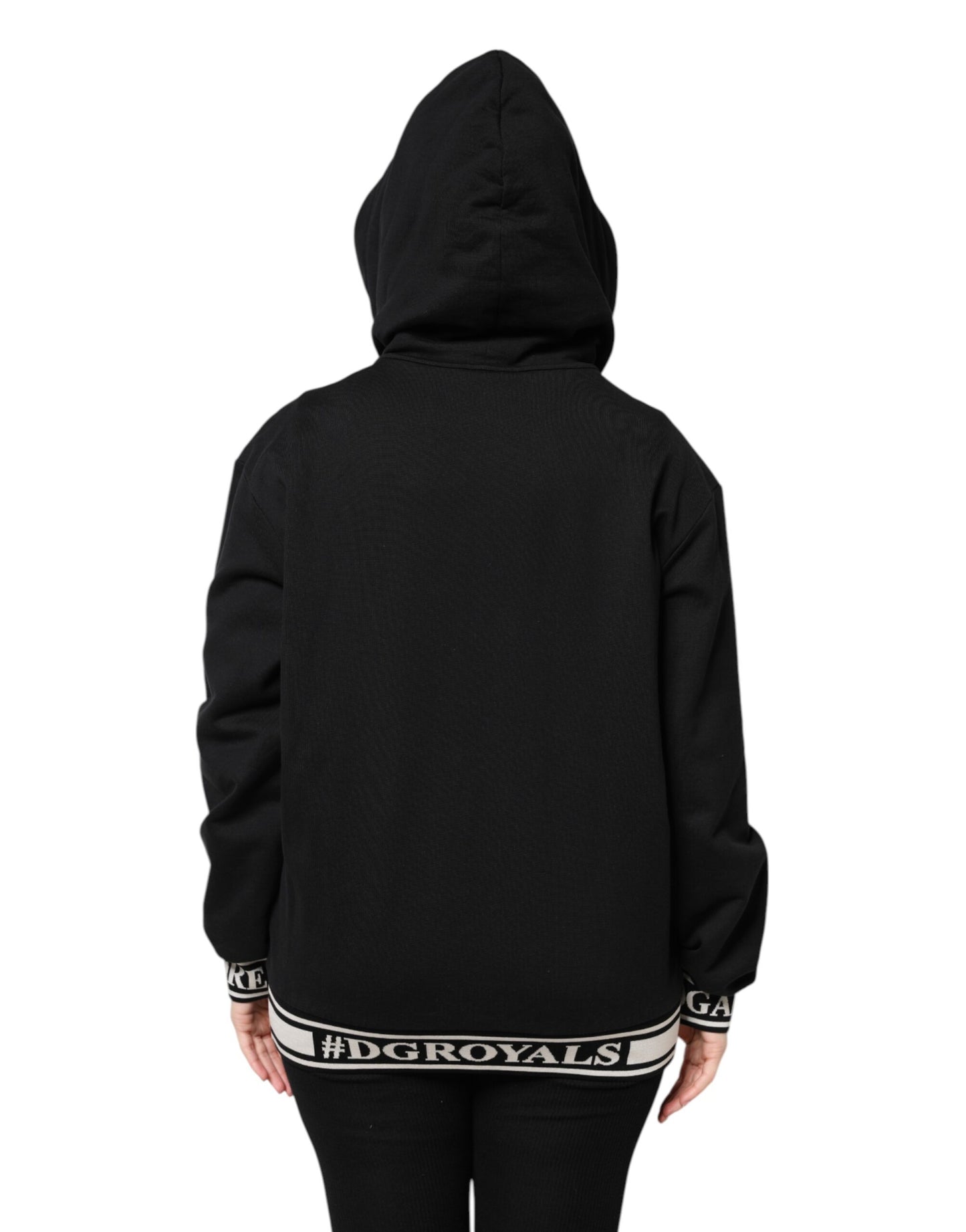 Sweat-shirt à capuche zippé en coton noir Dolce & Gabbana