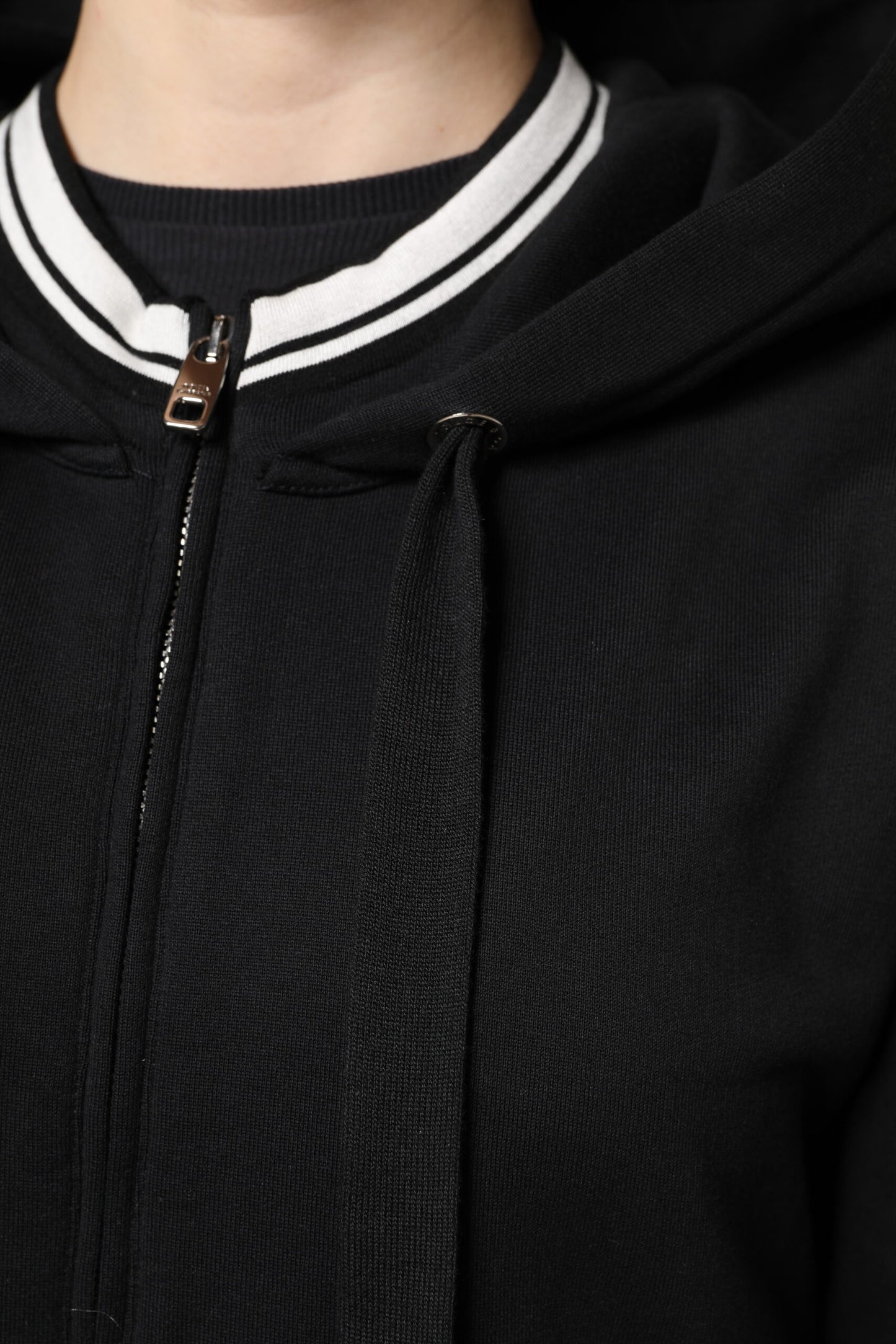 Sweat-shirt à capuche zippé en coton noir Dolce & Gabbana