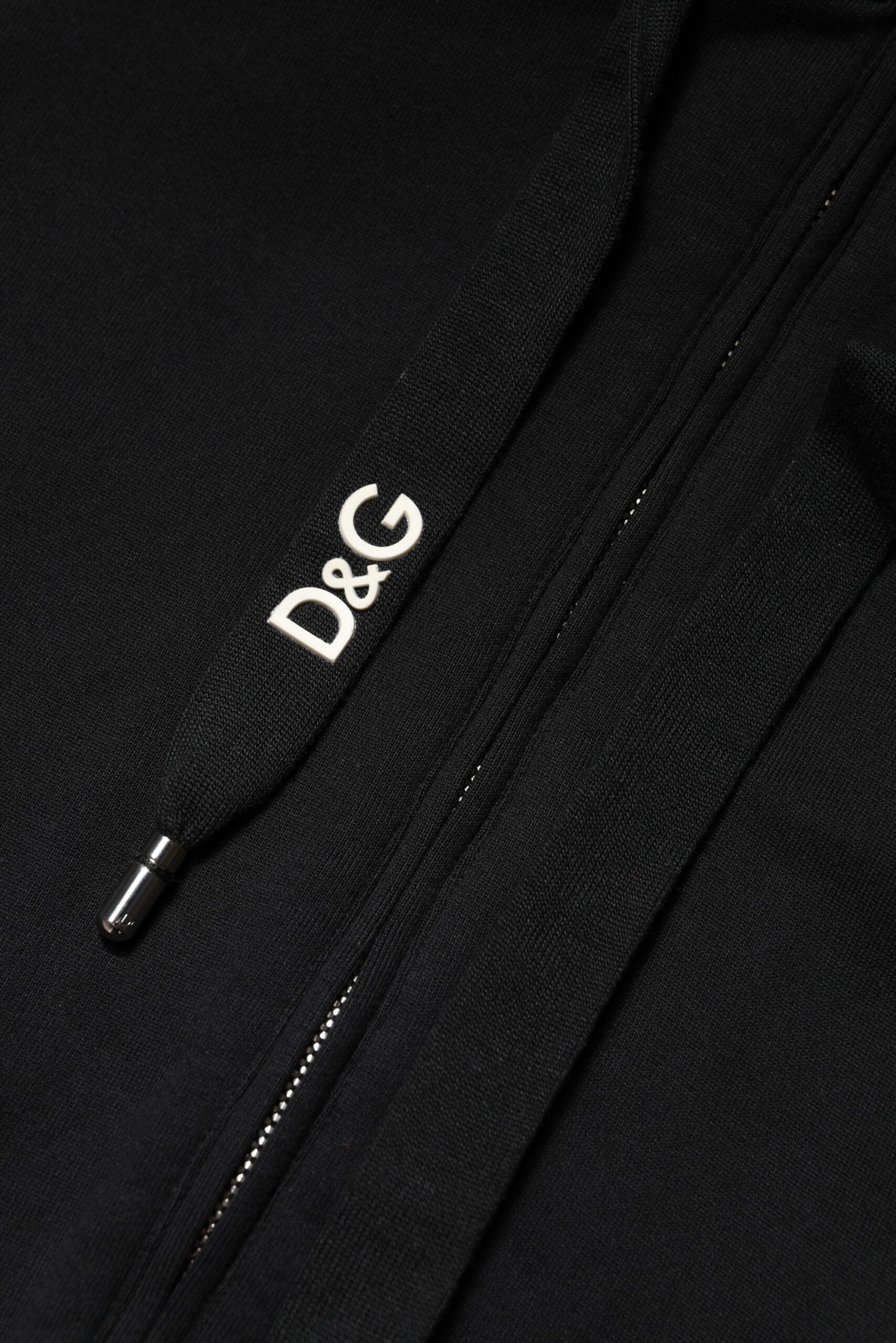 Sweat-shirt à capuche zippé en coton noir Dolce & Gabbana