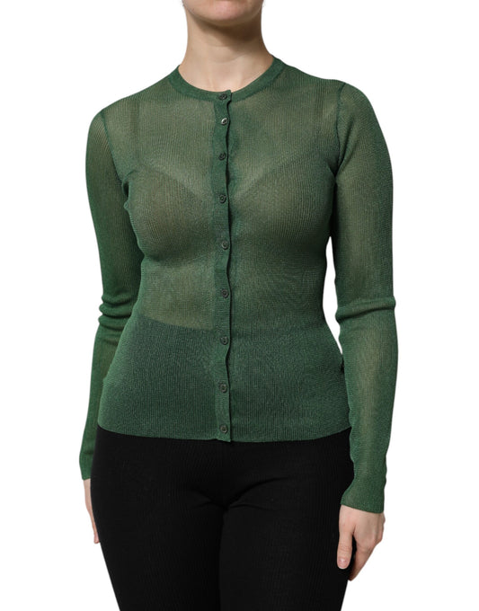 Pull cardigan à manches longues en polyester vert Dolce & Gabbana