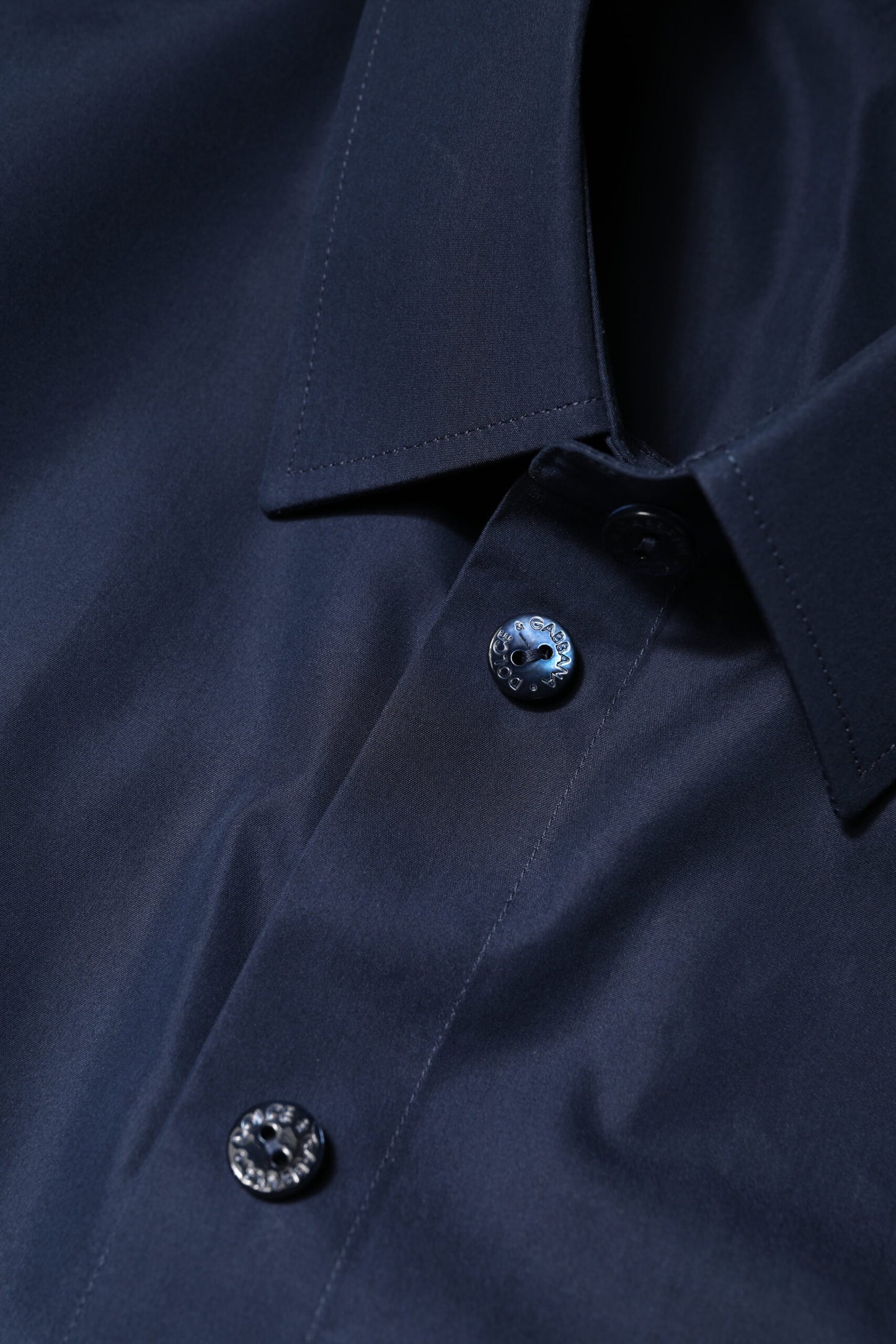 Haut boutonné à manches courtes en coton bleu Dolce & Gabbana