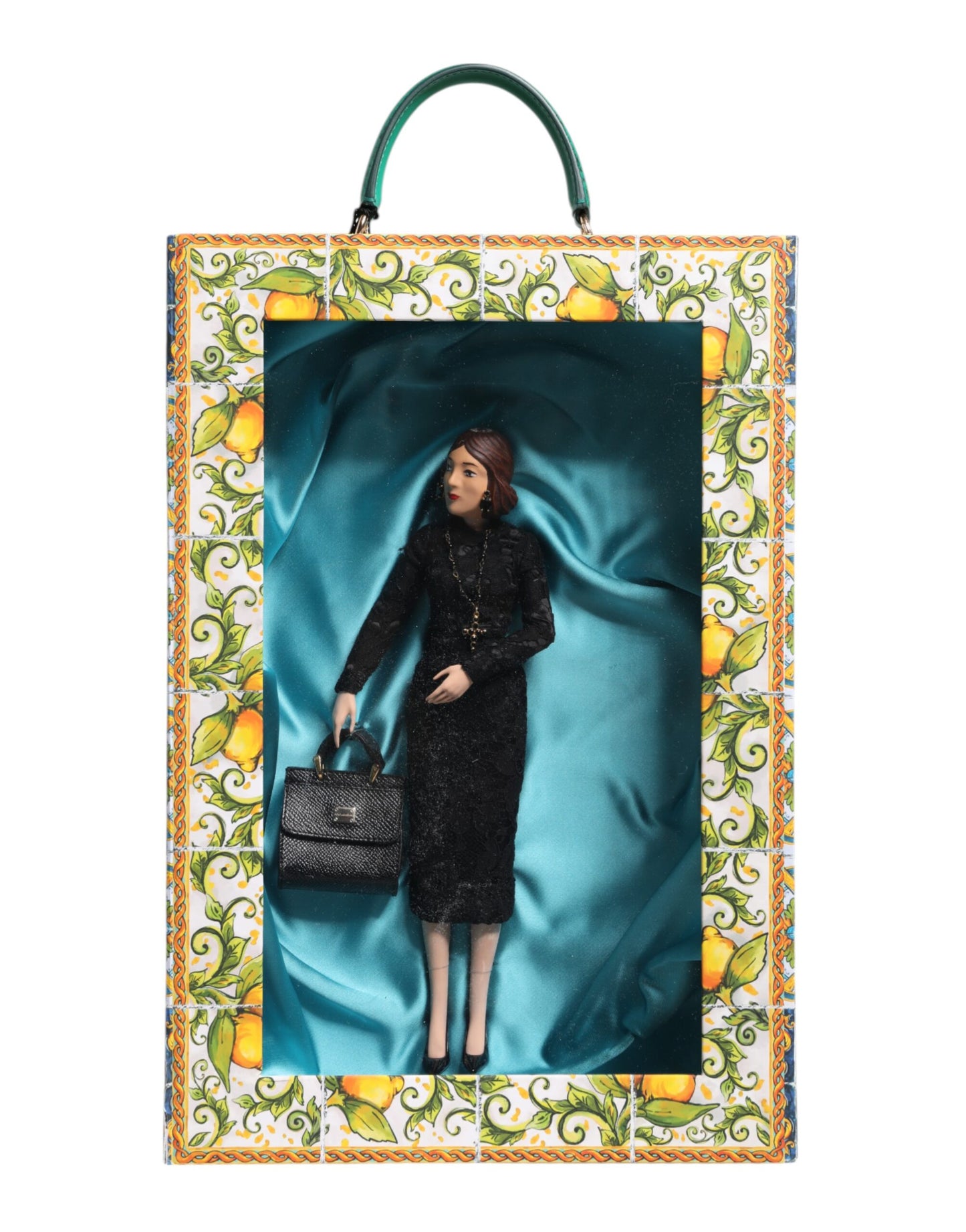 Robe noire Dolce & Gabbana MARIA Défilé de mode en porcelaine Poupées en cuir Sicily
