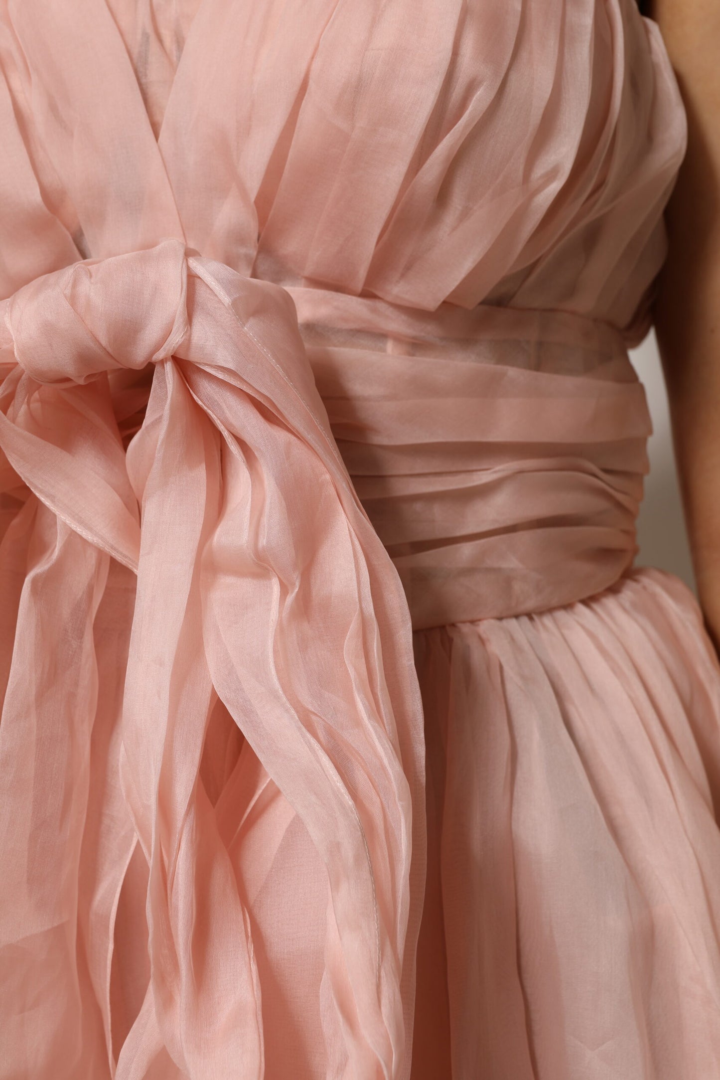 Robe midi plissée trapèze en mousseline de soie rose Dolce & Gabbana