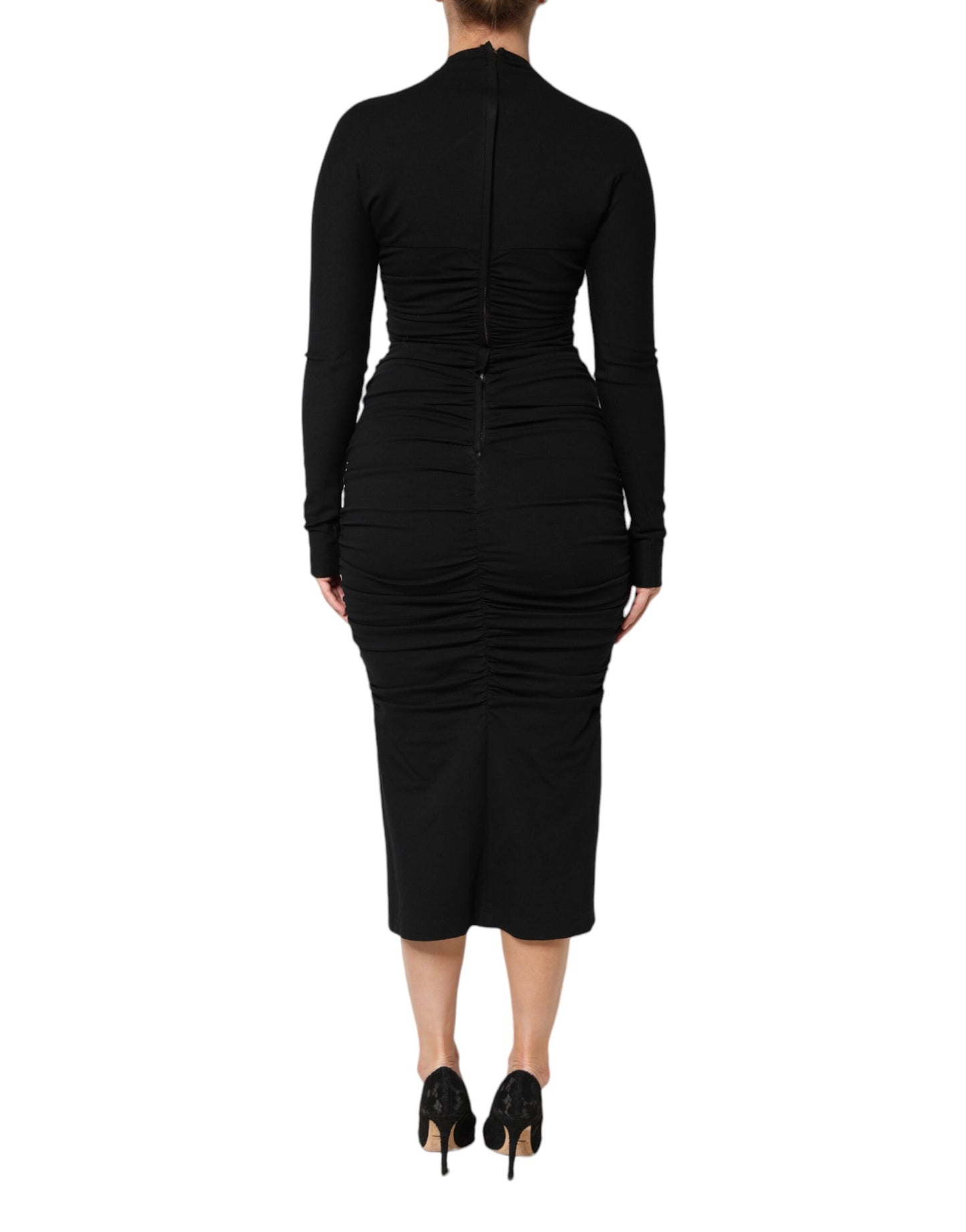 Robe fourreau mi-longue noire à manches longues Dolce & Gabbana