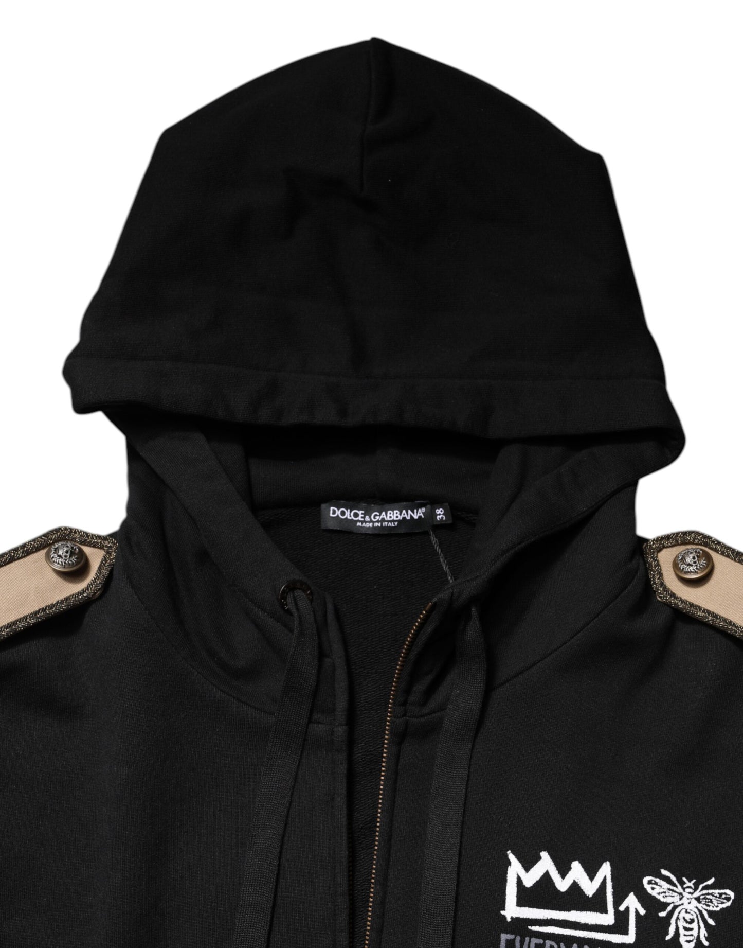 Veste sweat-shirt à capuche et fermeture éclair intégrale avec logo noir Dolce & Gabbana