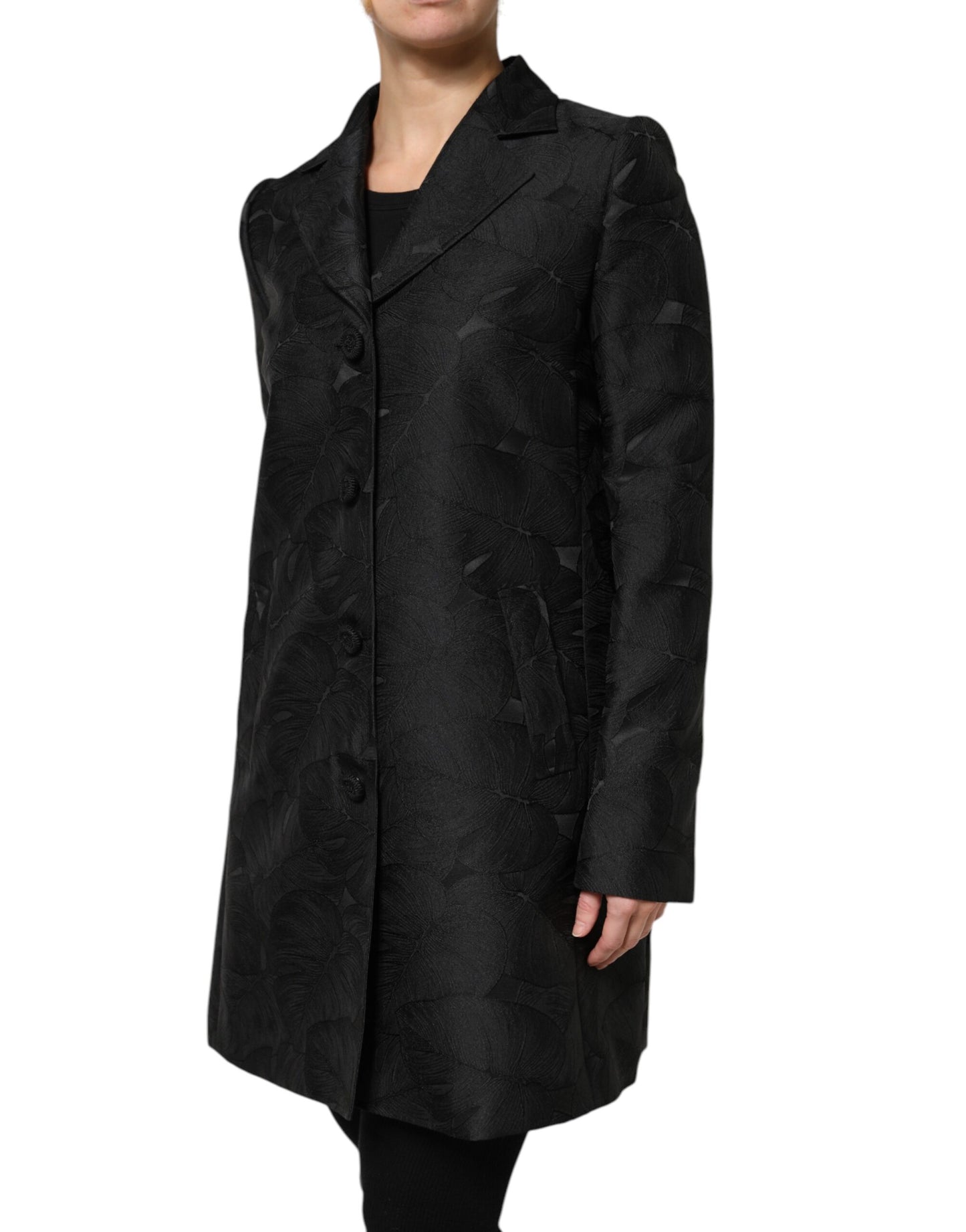 Trench-coat noir à boutonnage simple Dolce & Gabbana