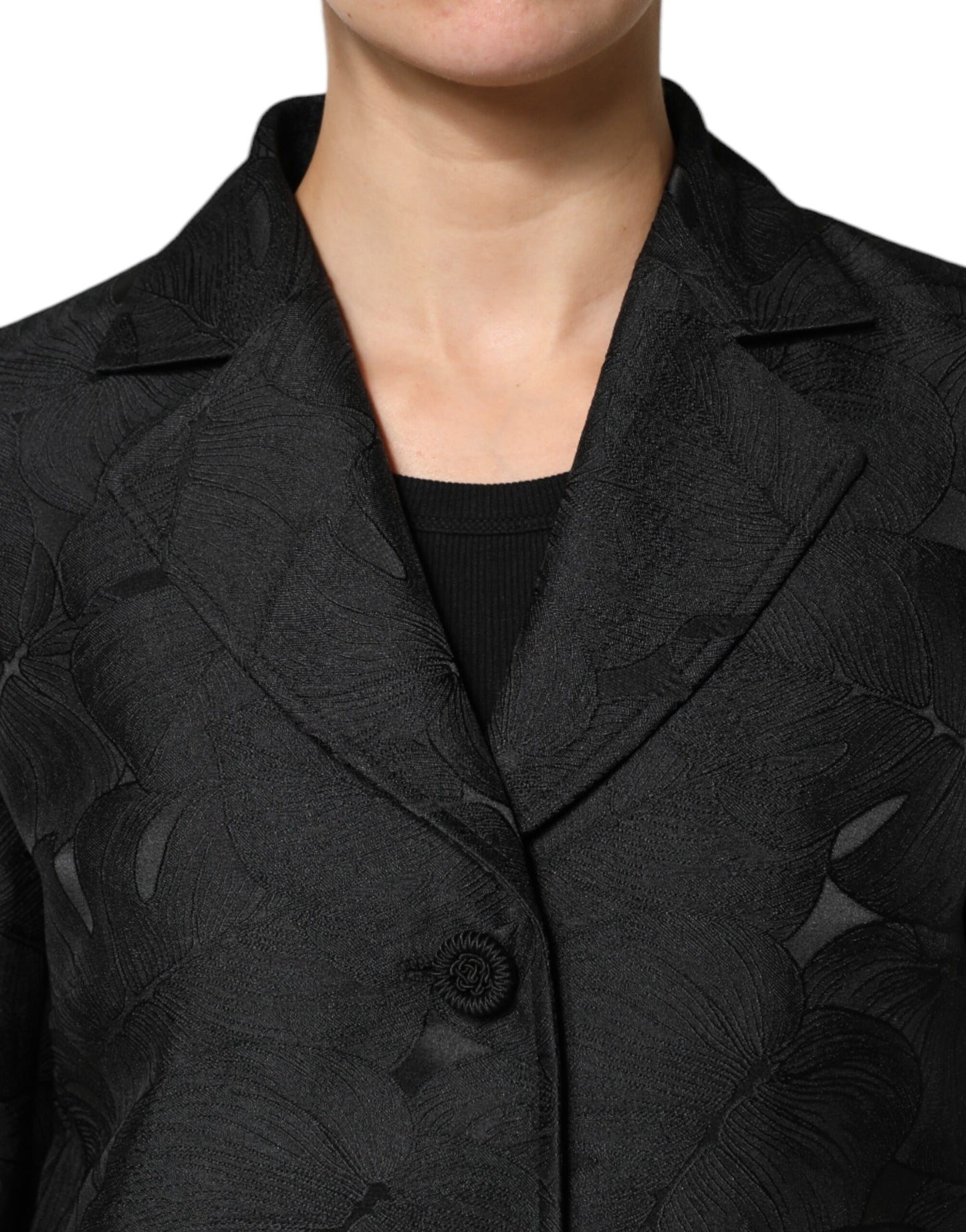 Trench-coat noir à boutonnage simple Dolce & Gabbana