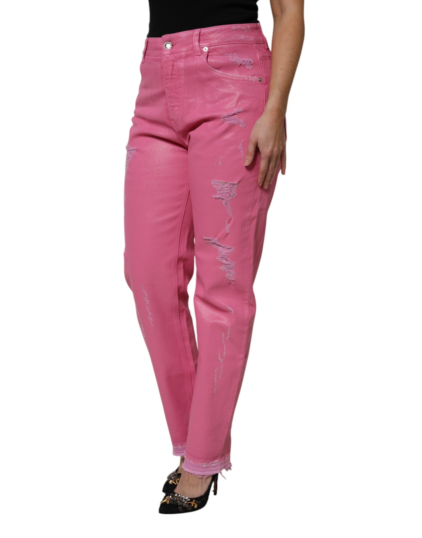 Jean fuselé taille moyenne rose Dolce & Gabbana
