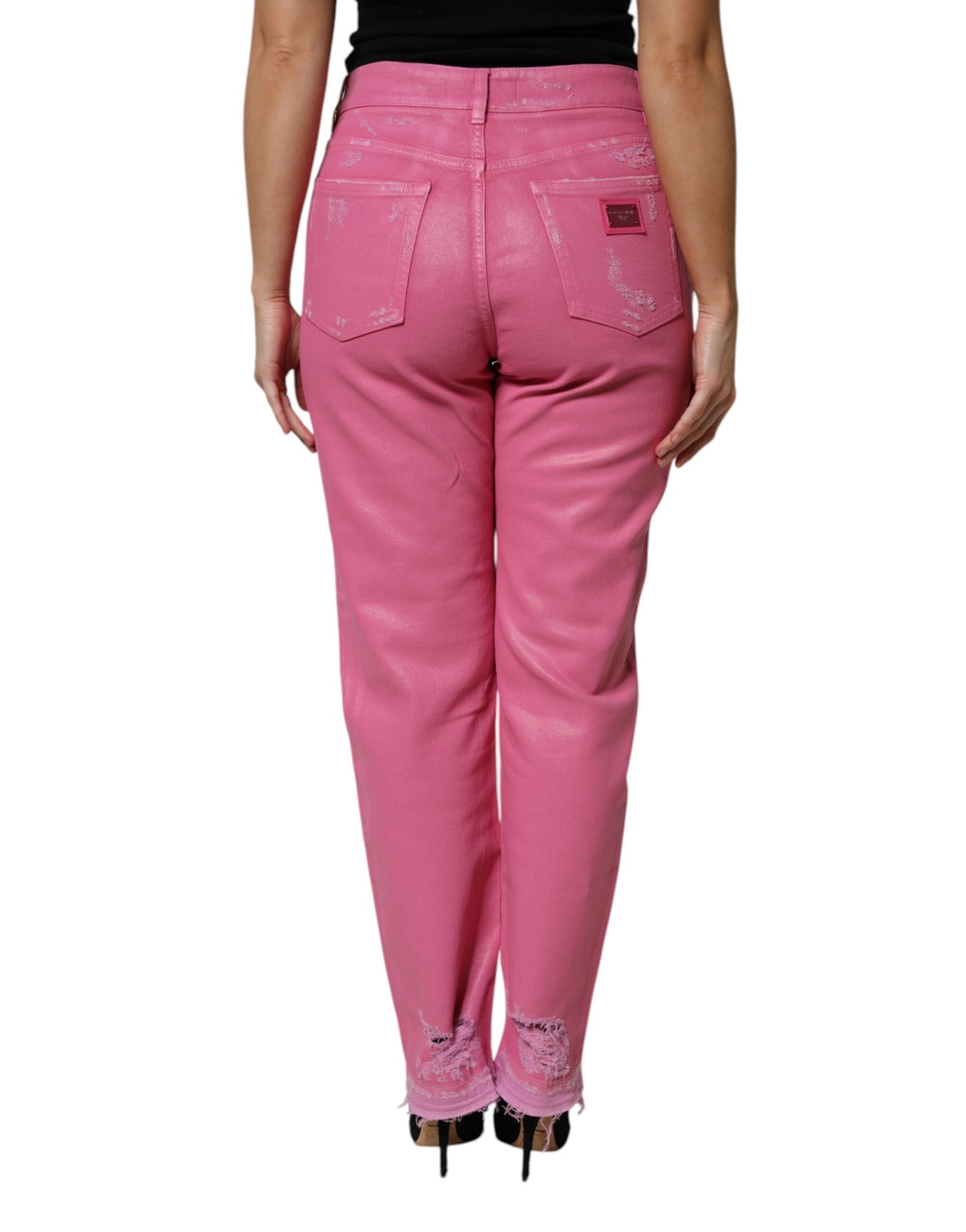 Jean fuselé taille moyenne rose Dolce & Gabbana