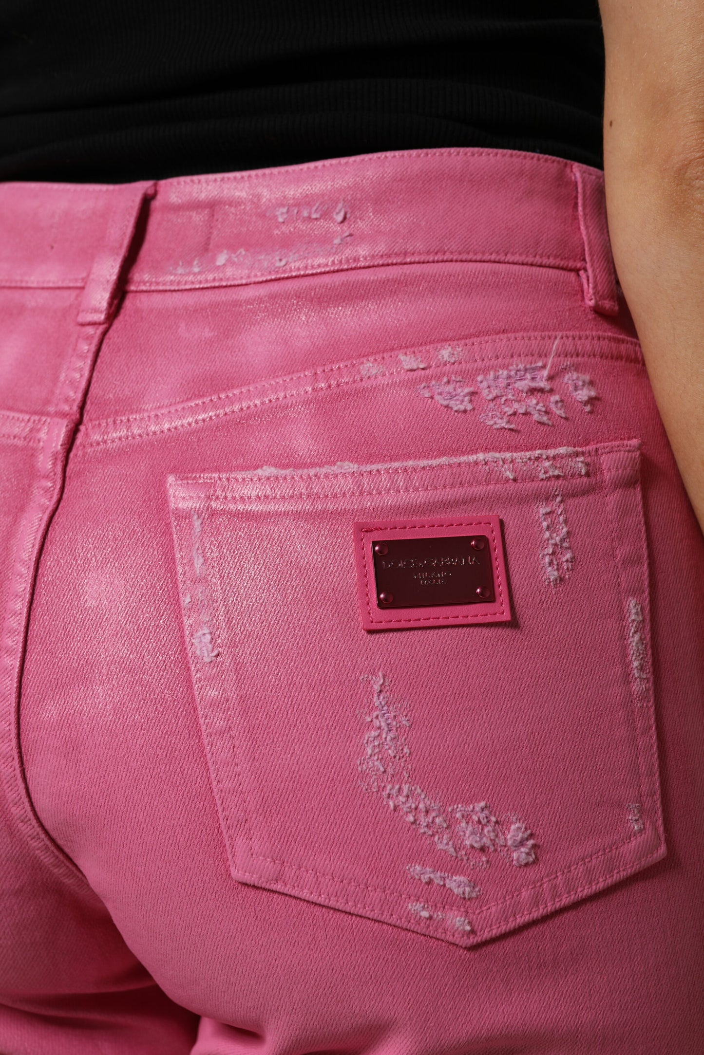 Jean fuselé taille moyenne rose Dolce & Gabbana