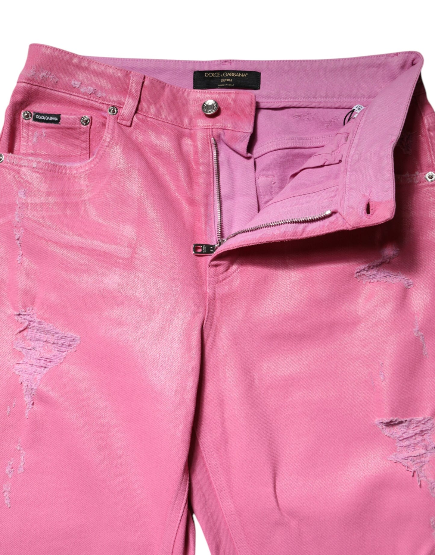 Jean fuselé taille moyenne rose Dolce & Gabbana