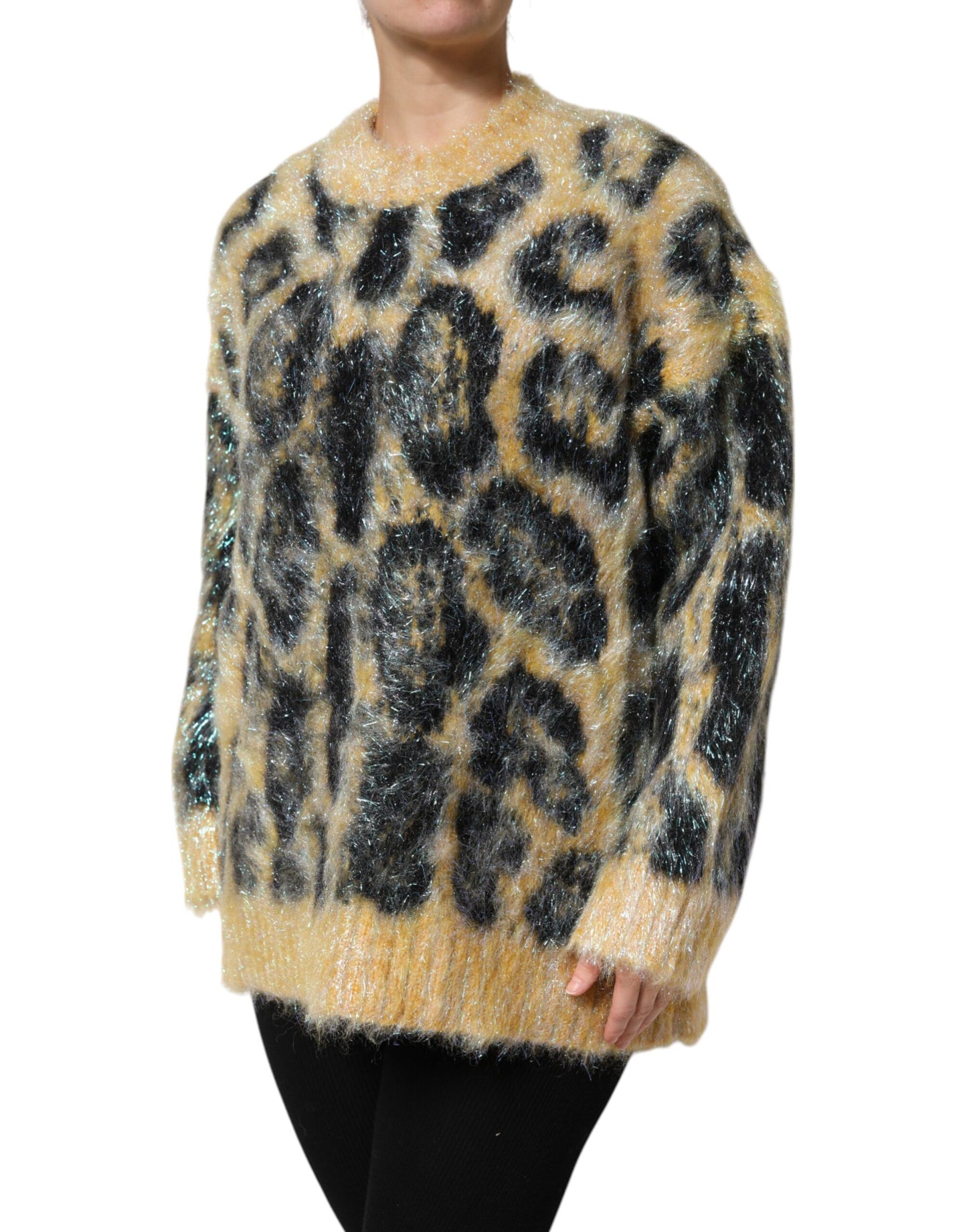 Pull ras du cou en mohair léopard multicolore Dolce & Gabbana
