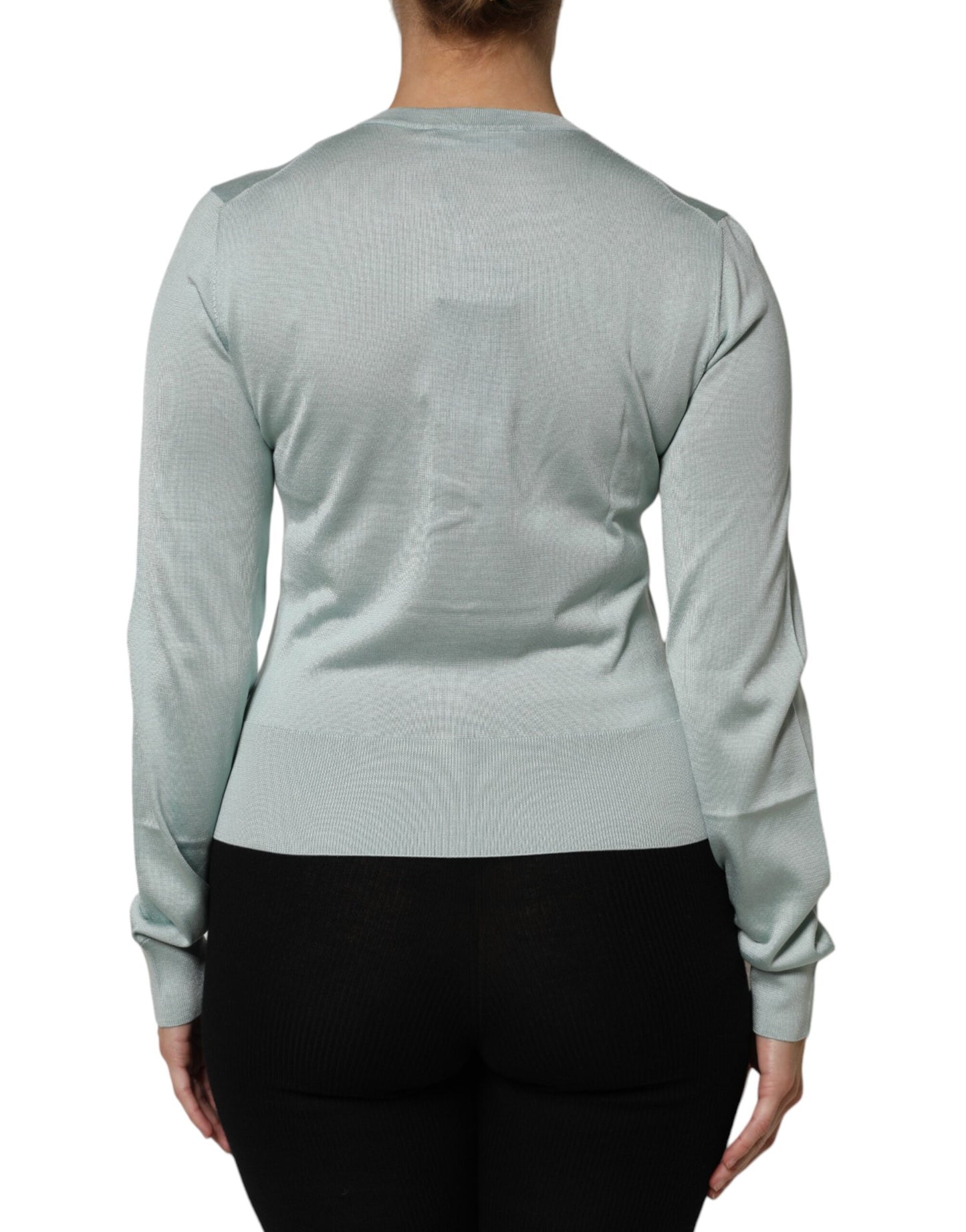 Pull cardigan boutonné en soie vert clair Dolce & Gabbana