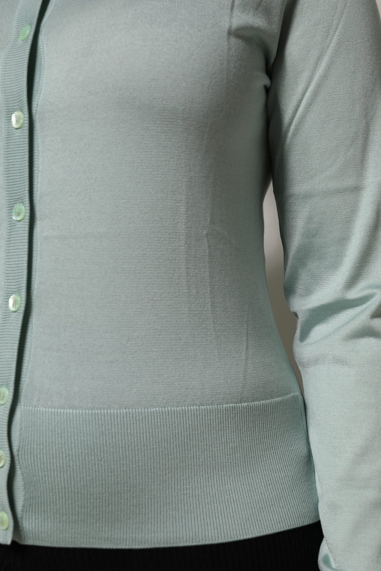 Pull cardigan boutonné en soie vert clair Dolce & Gabbana
