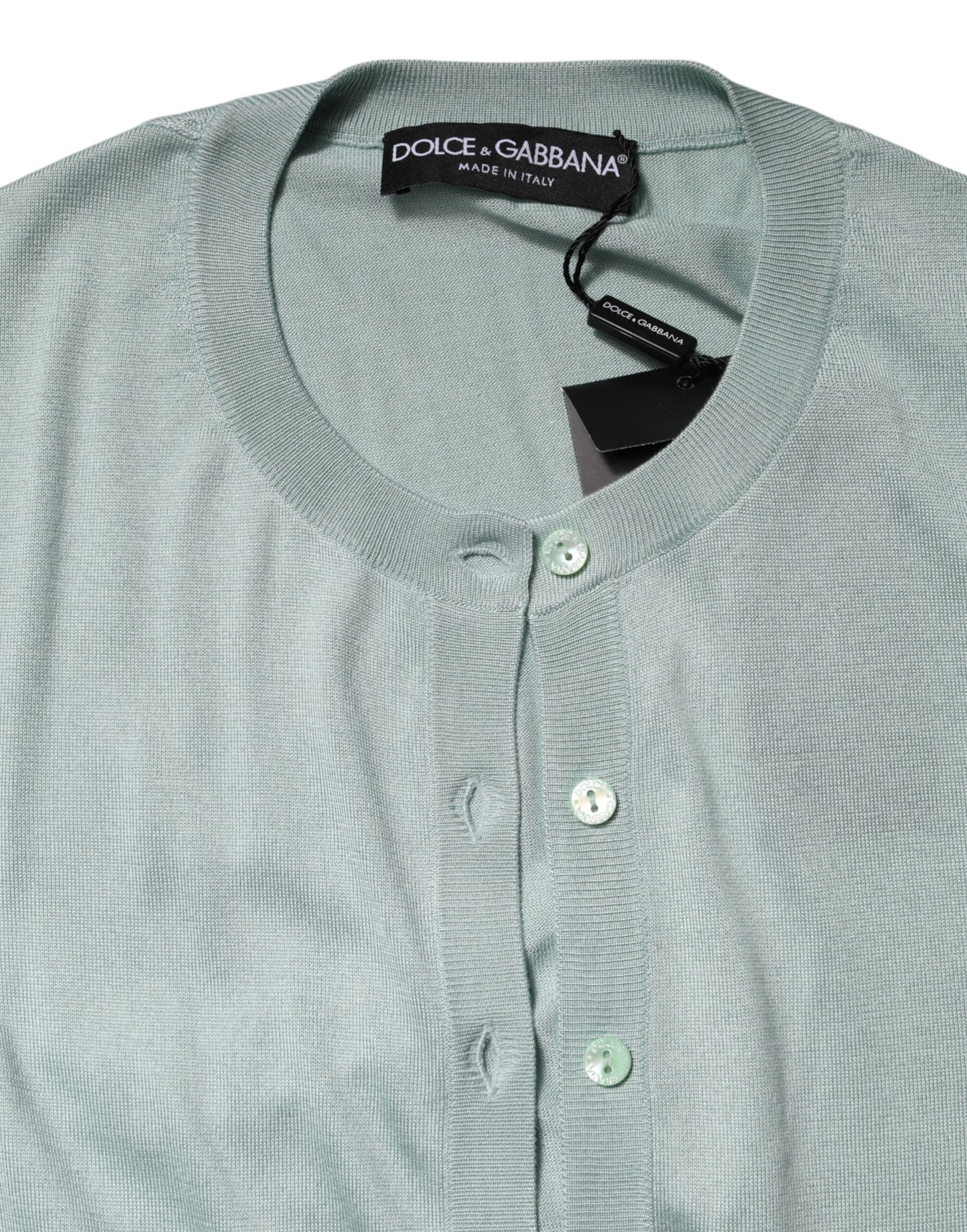 Pull cardigan boutonné en soie vert clair Dolce & Gabbana
