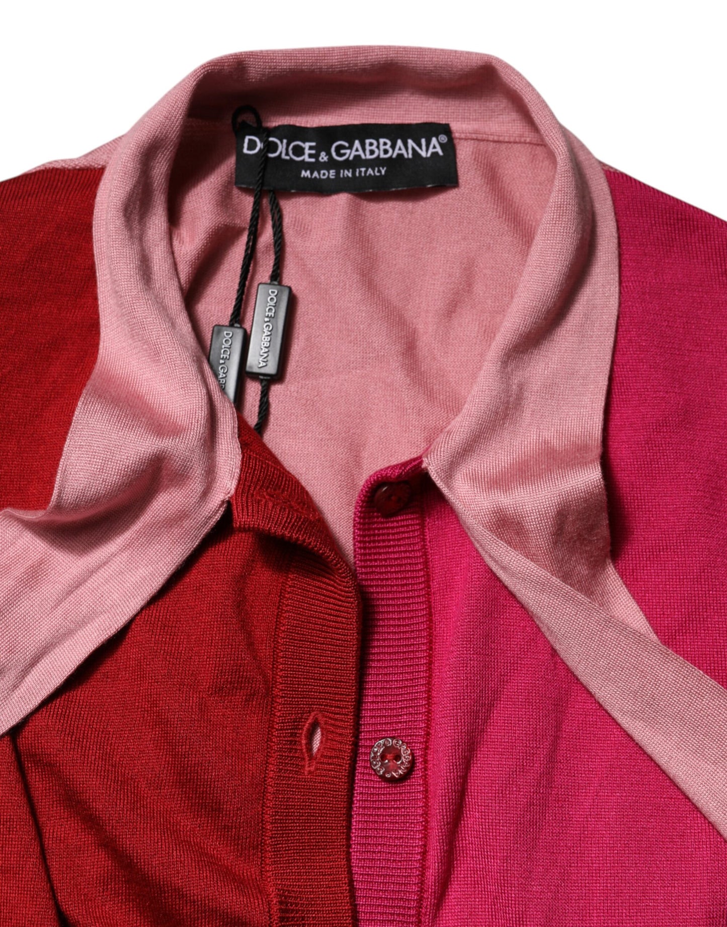 Dolce & Gabbana Haut rose à manches courtes et col Ascot boutonné