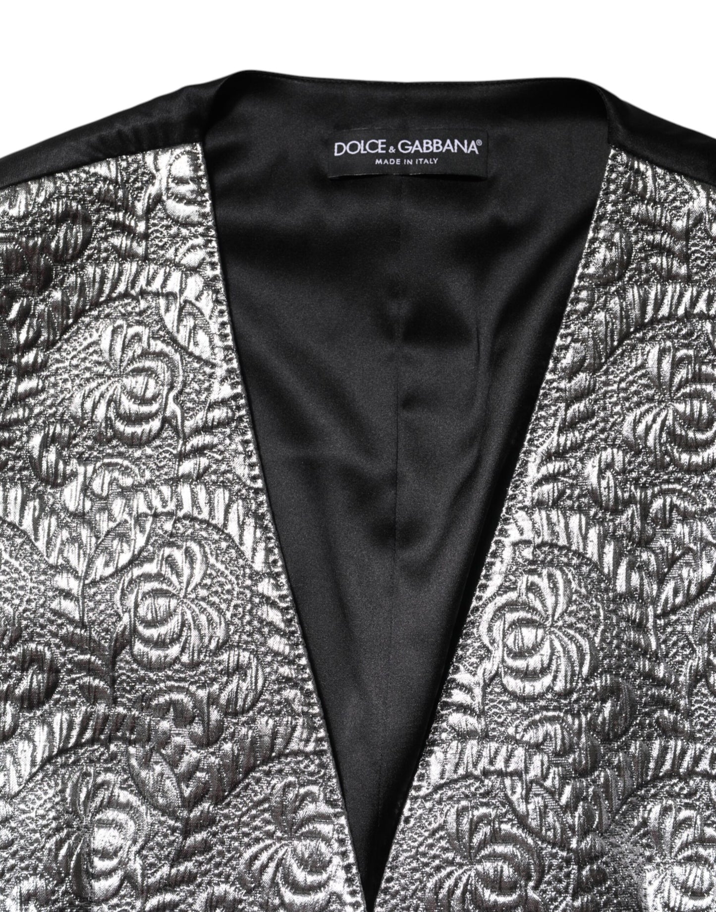 Dolce & Gabbana Silver Floral Jacquard Sleeveless Vest Top